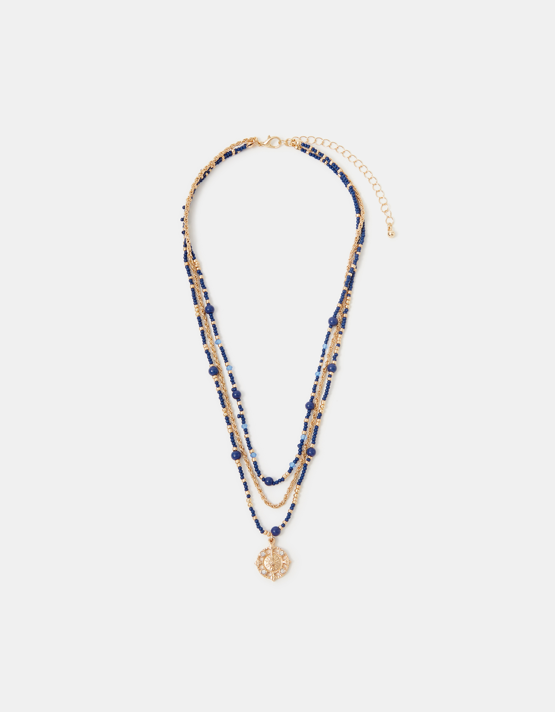 Red Layered Beaded Pendant Necklace - Accessorize