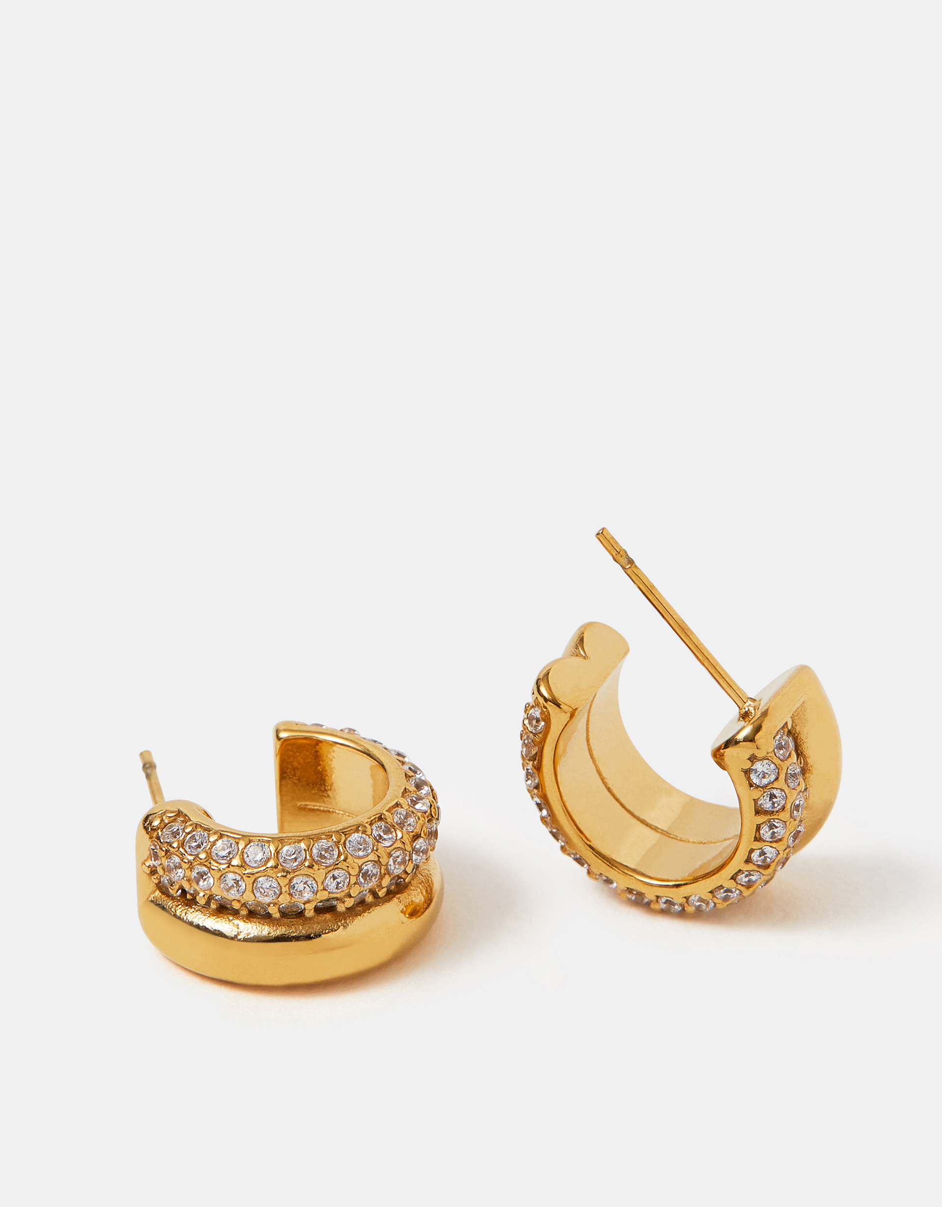 Accessorize Stainless Steel Pavé Double Hoop Earrings