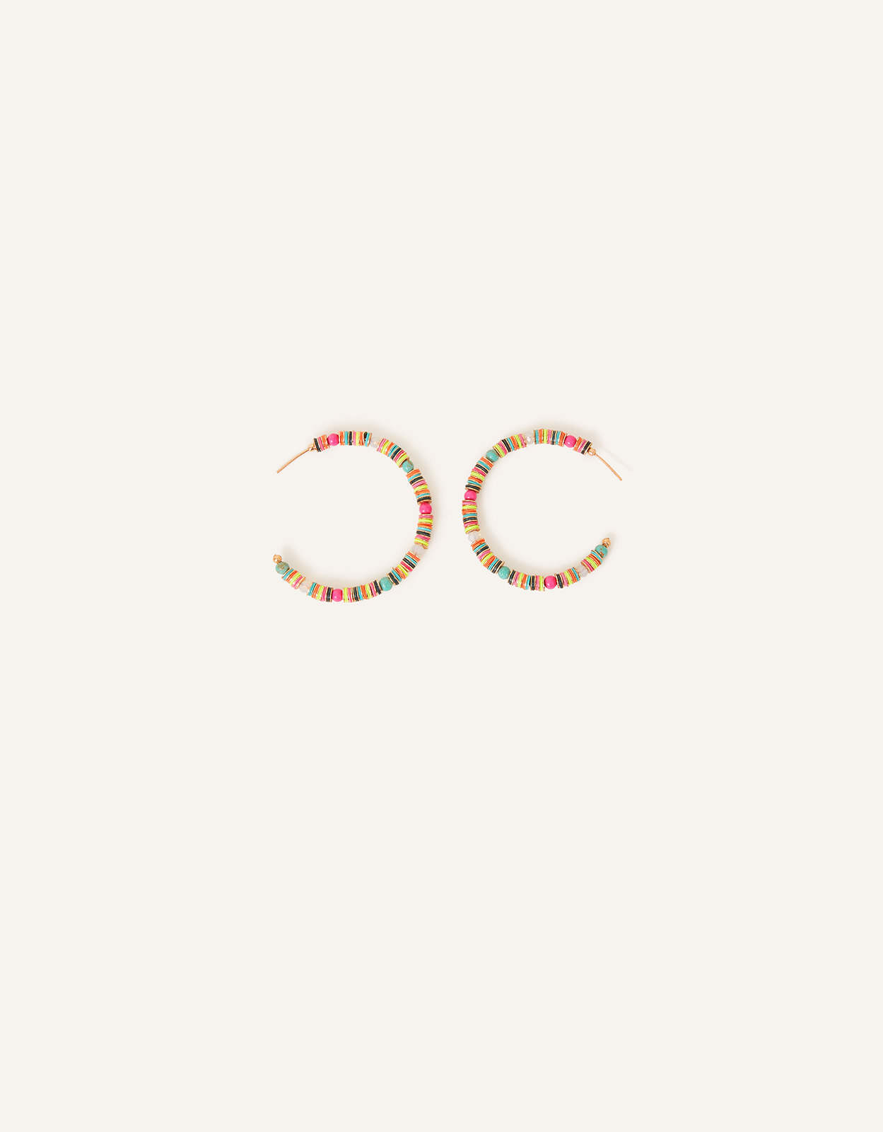 Accessorize Women's Gold, Orange and Green Bright Disc Beaded Hoops, Size: 5cm