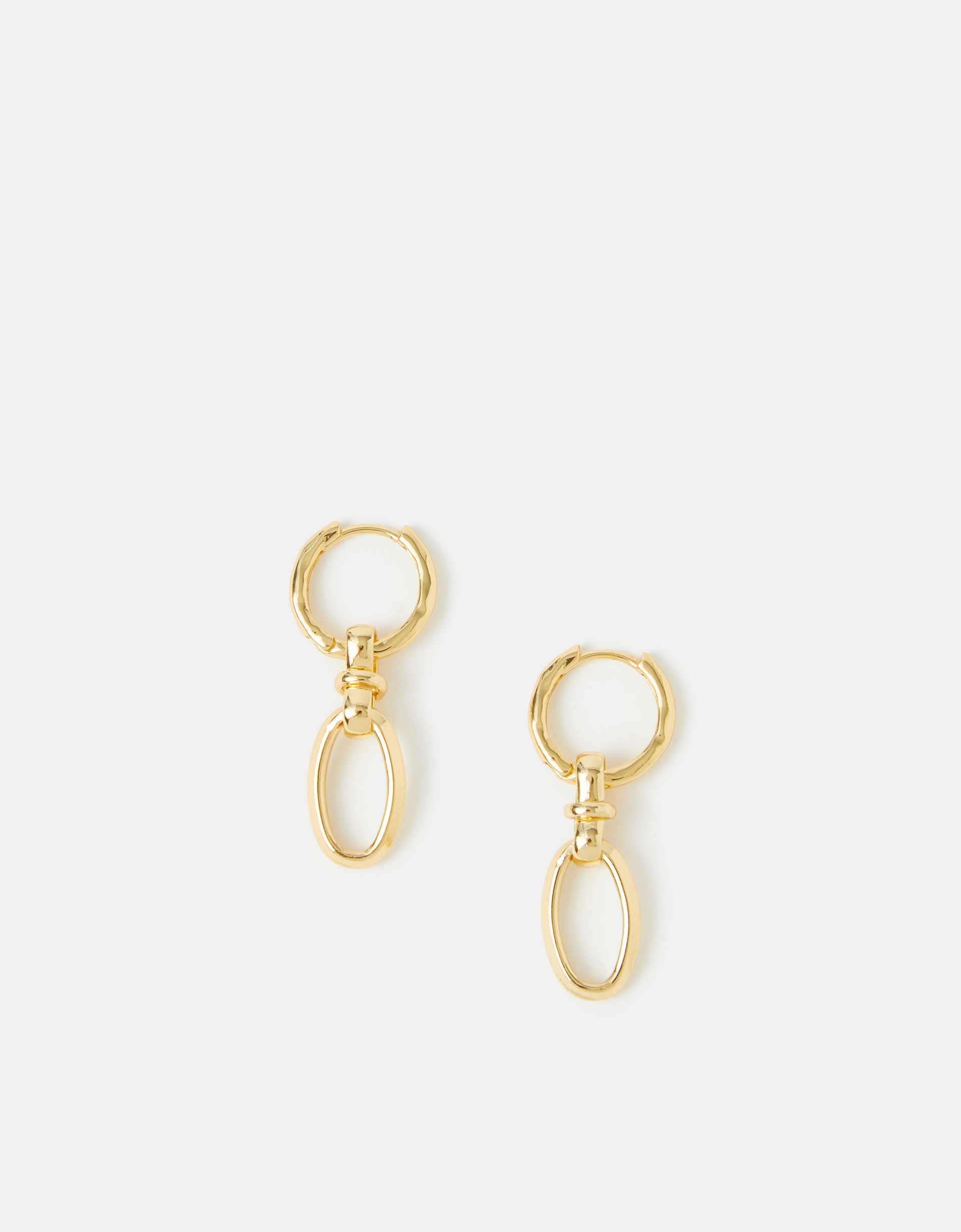 Accessorize Lace 14ct -Plated Knot Link Drop Hoop Earrings, Gold