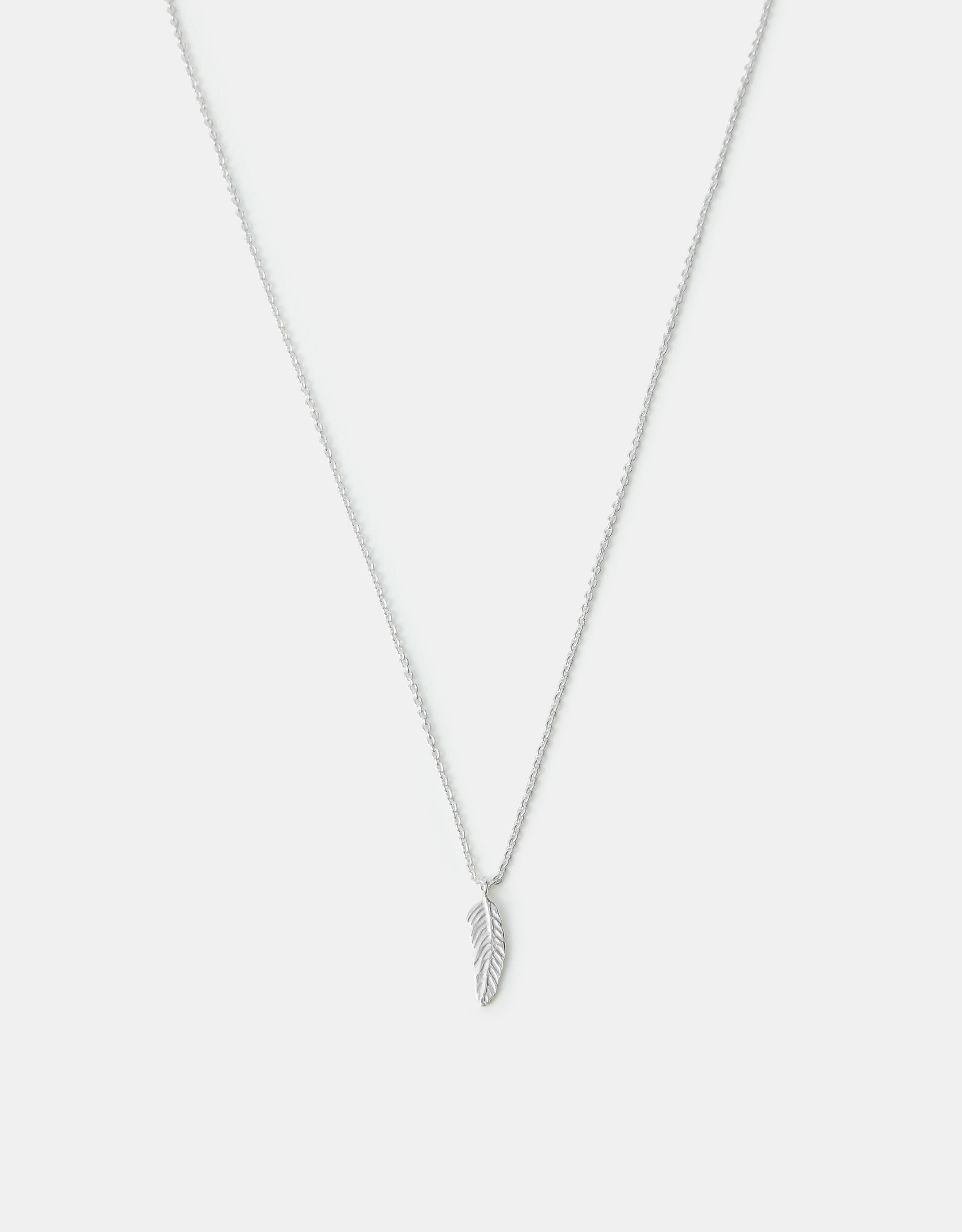 Accessorize Lace Sterling Silver Feather Pendant Necklace