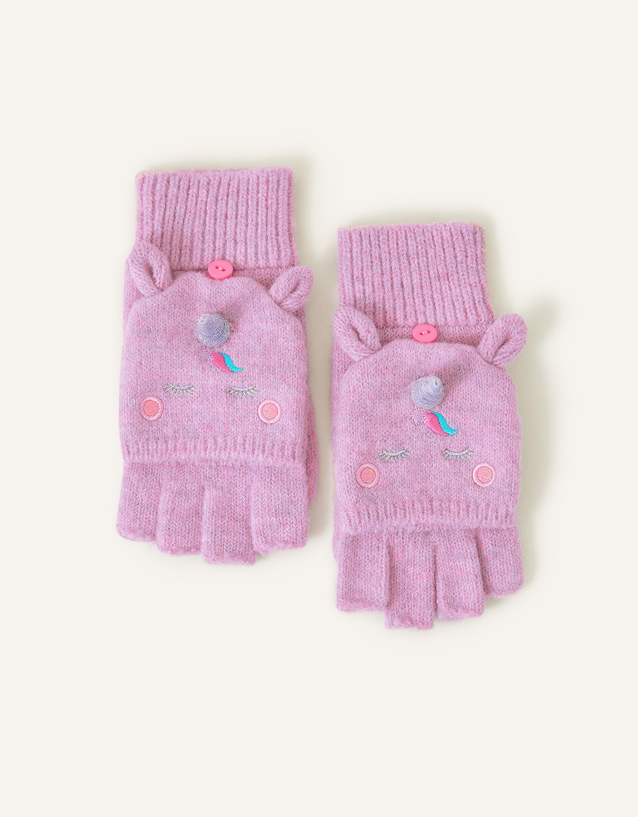 Accessorize Girl's Girls Unicorn Knit Gloves Purple, Size: 6-8 yrs