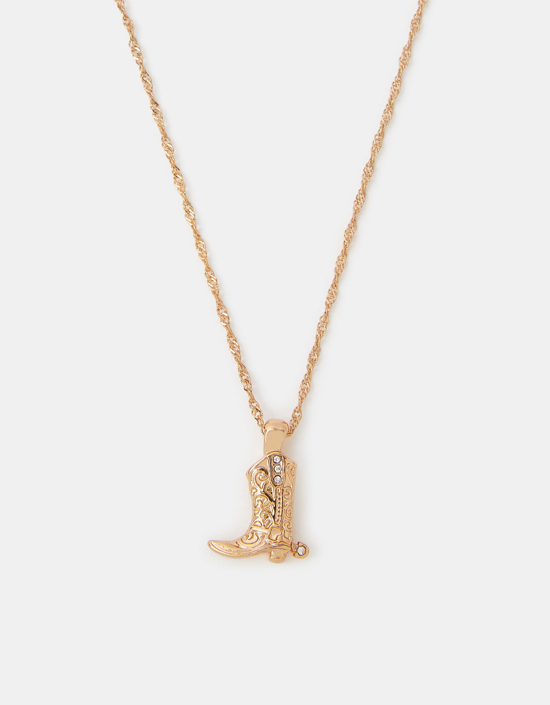 Gold Cowboy Boot Pendant Necklace - Accessorize