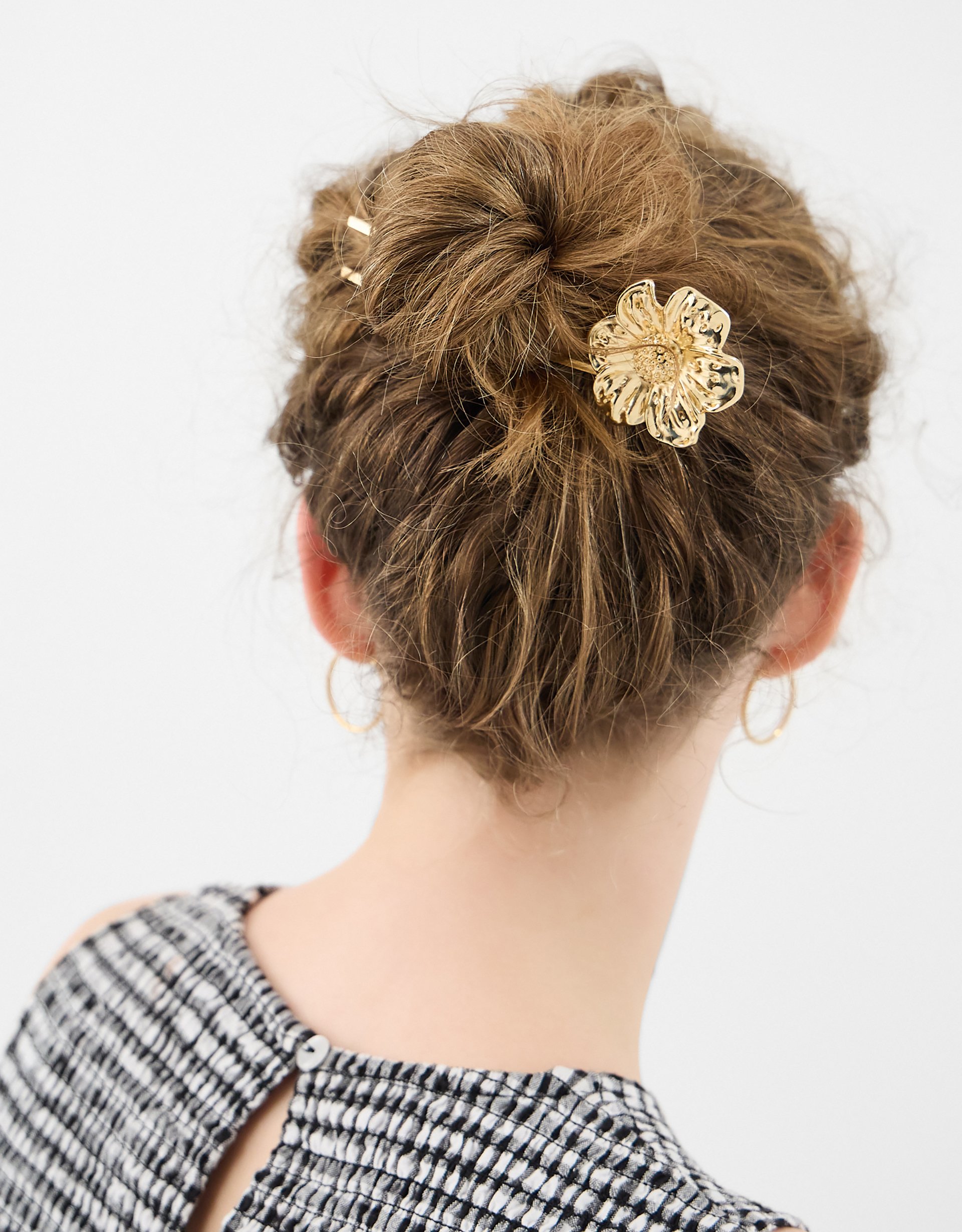 Accessorize Floral Flower French Pin, Gold