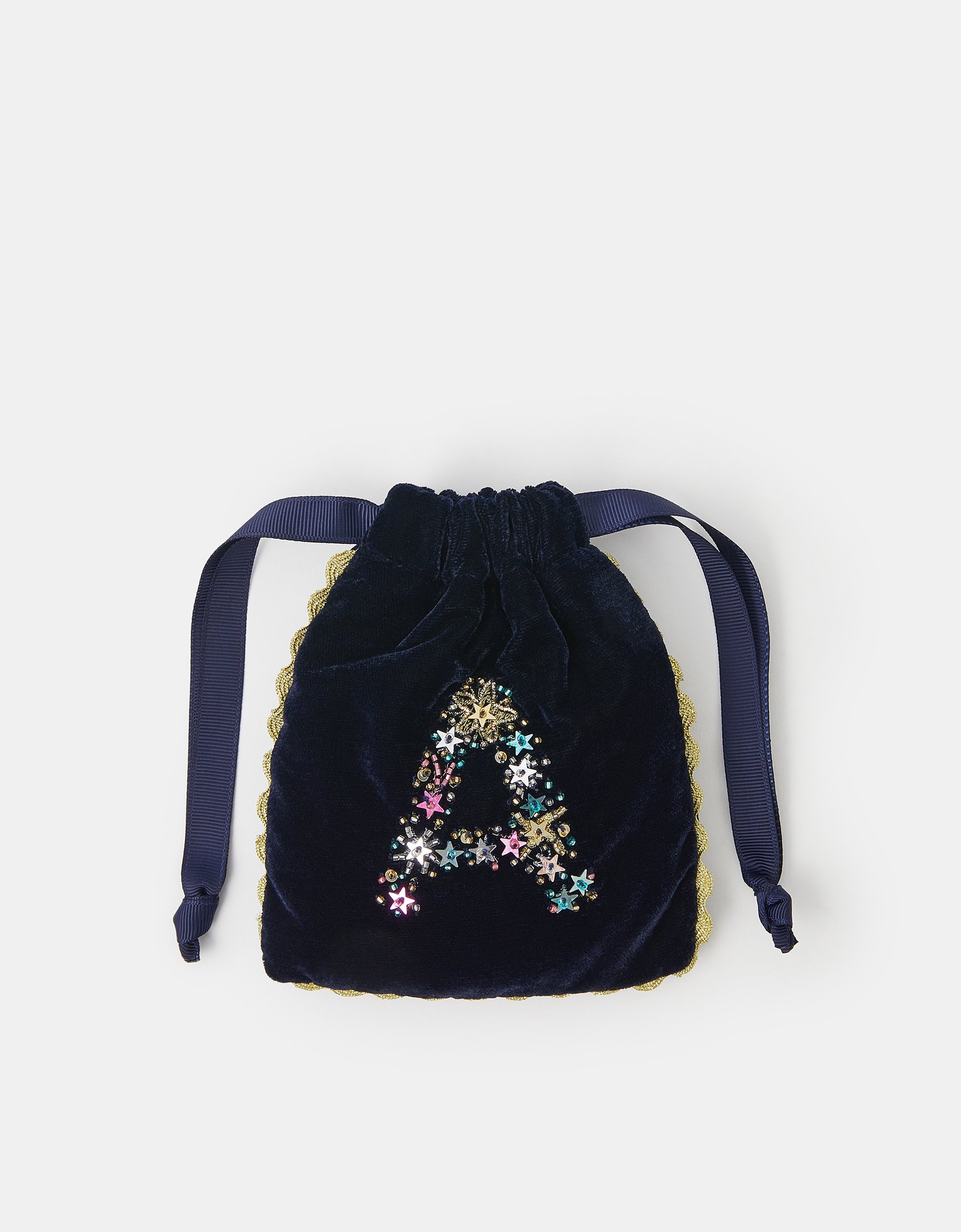 Initial Velvet Drawstring Bag Multi, Size: N - Accessorize
