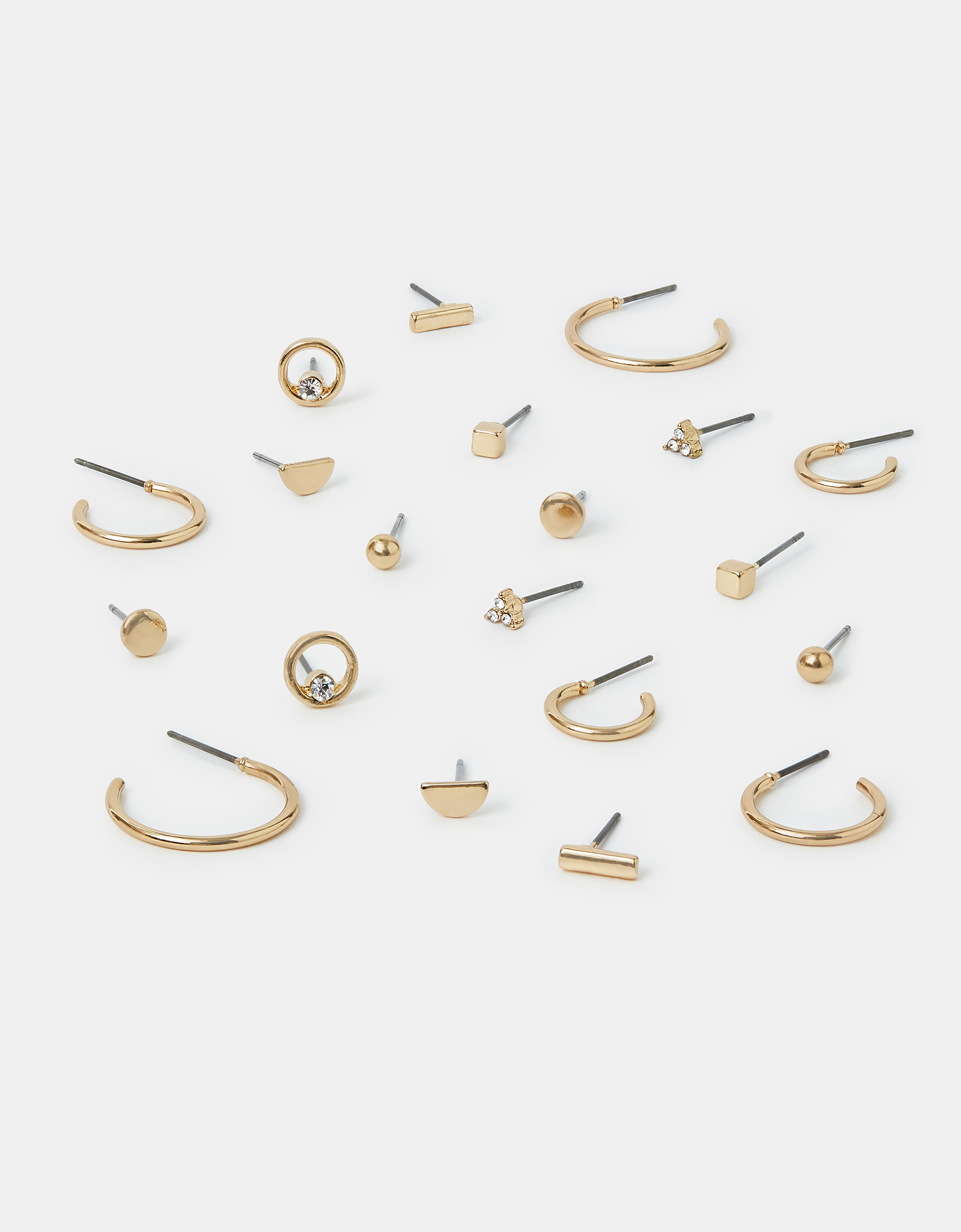 Accessorize Women's Stud and Hoop Earrings 10 Pack Gold, Size: One Size