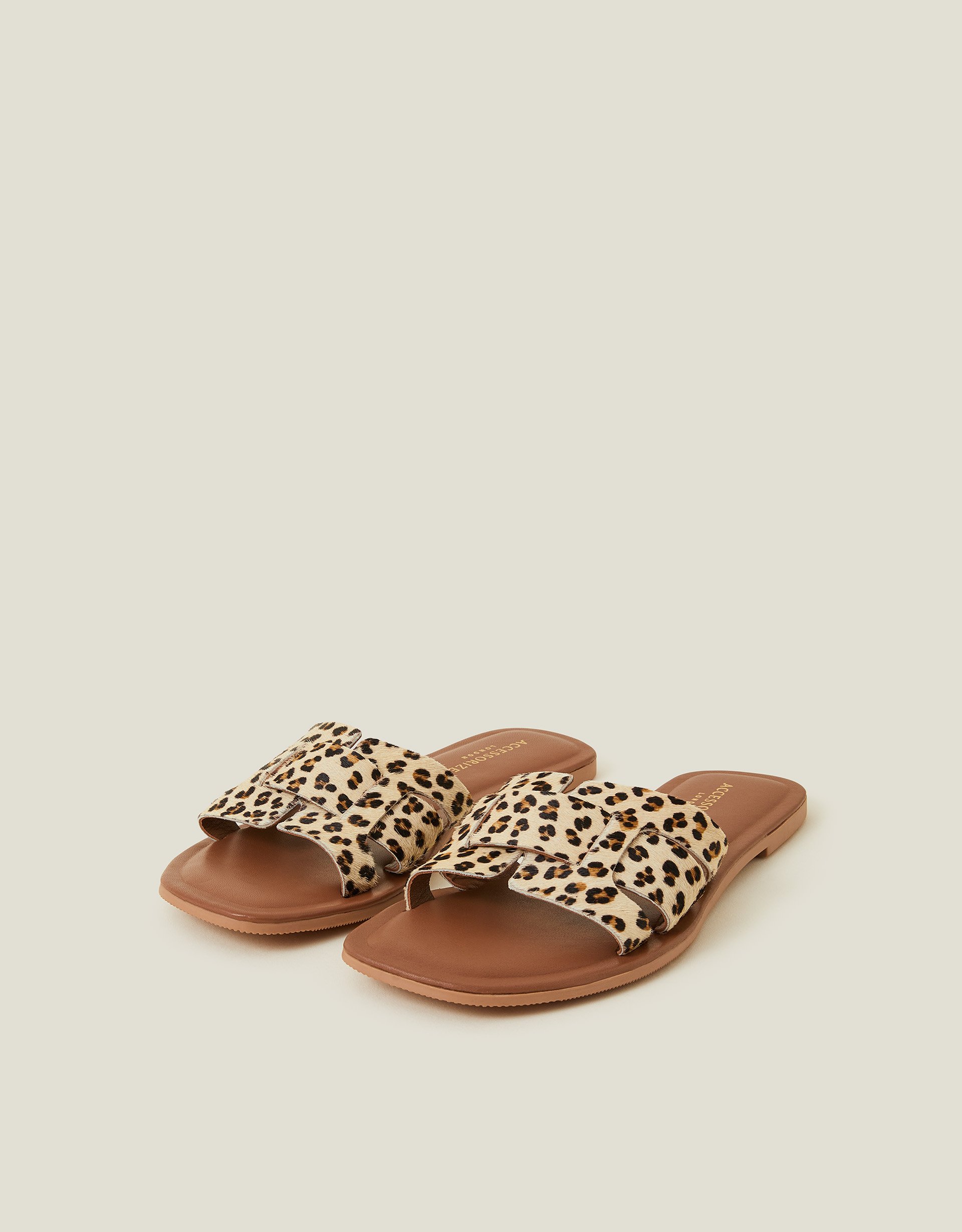 Cut-out Leopard Print Slide Sandals Size: 38 - Accessorize