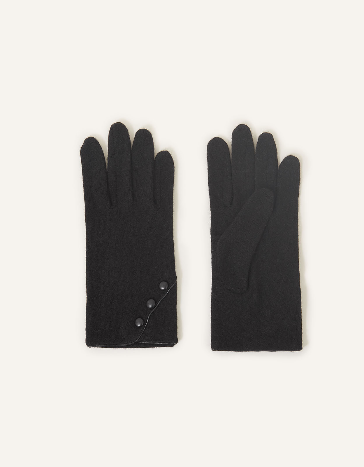 Accessorize Women's Button Gloves in Wool Blend Black, Size: S / M