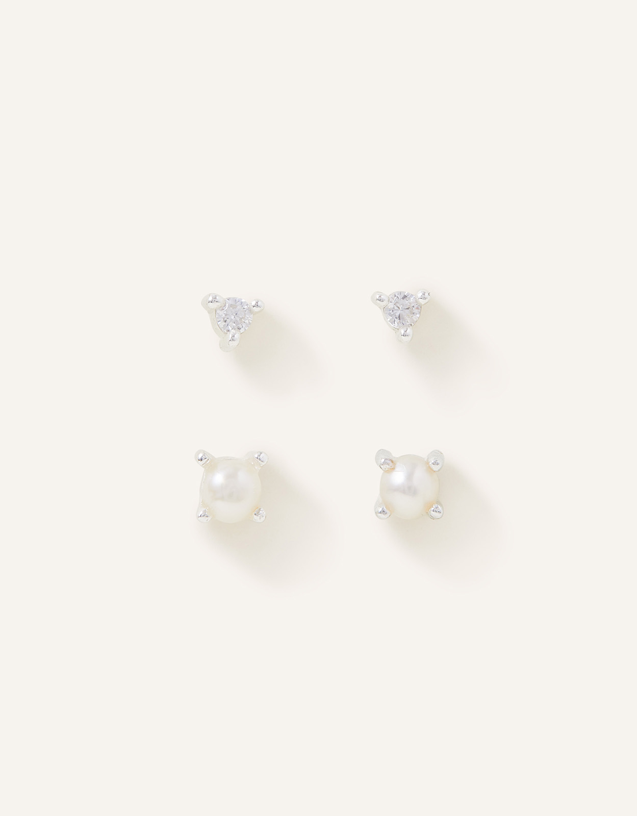 Accessorize Sterling Silver-Plated Sparkle Earrings Set of Two