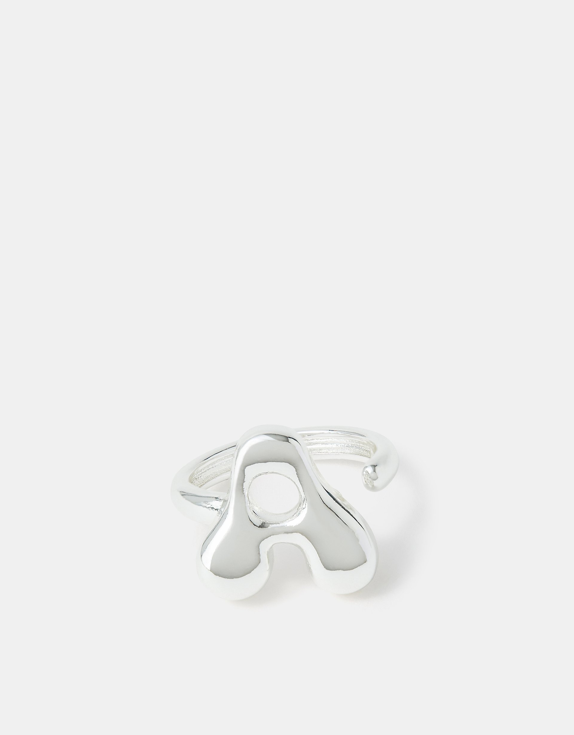 Sterling Silver-plated Bubble Initial Ring Silver, Size: M - Accessorize