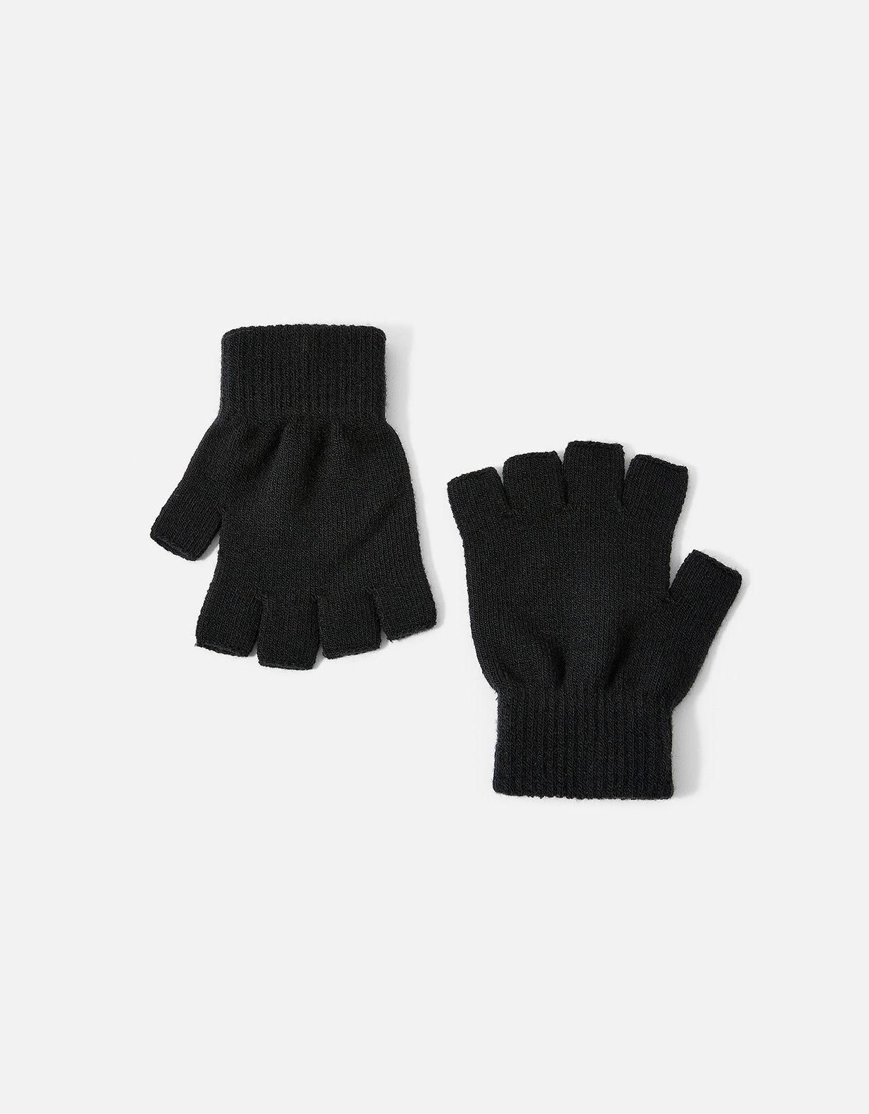 Black Fingerless Soft Knitted Gloves, Size: 16x9cm - Accessorize