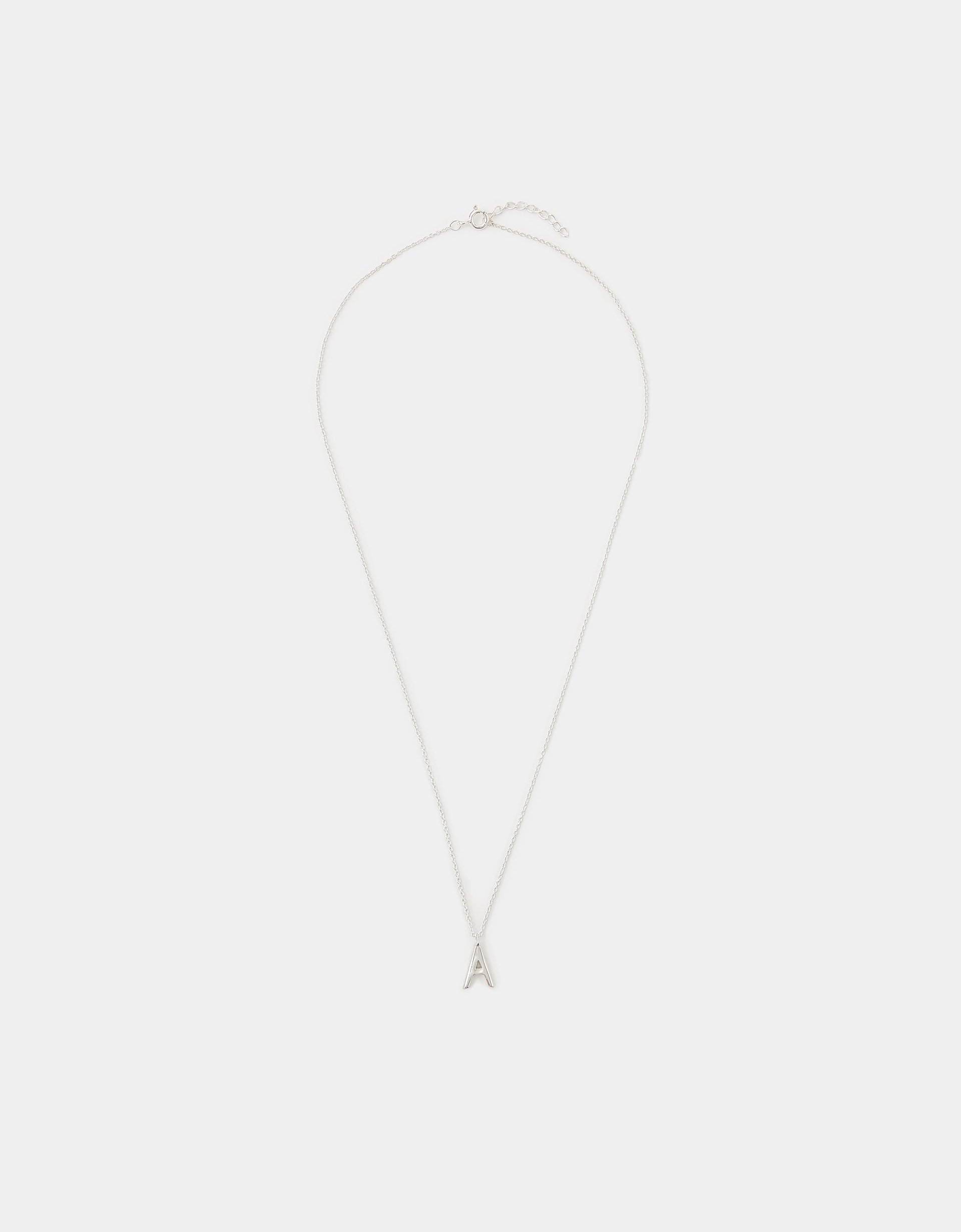 Accessorize Lace Sterling Initial Pendant Necklace, Silver, Size: N