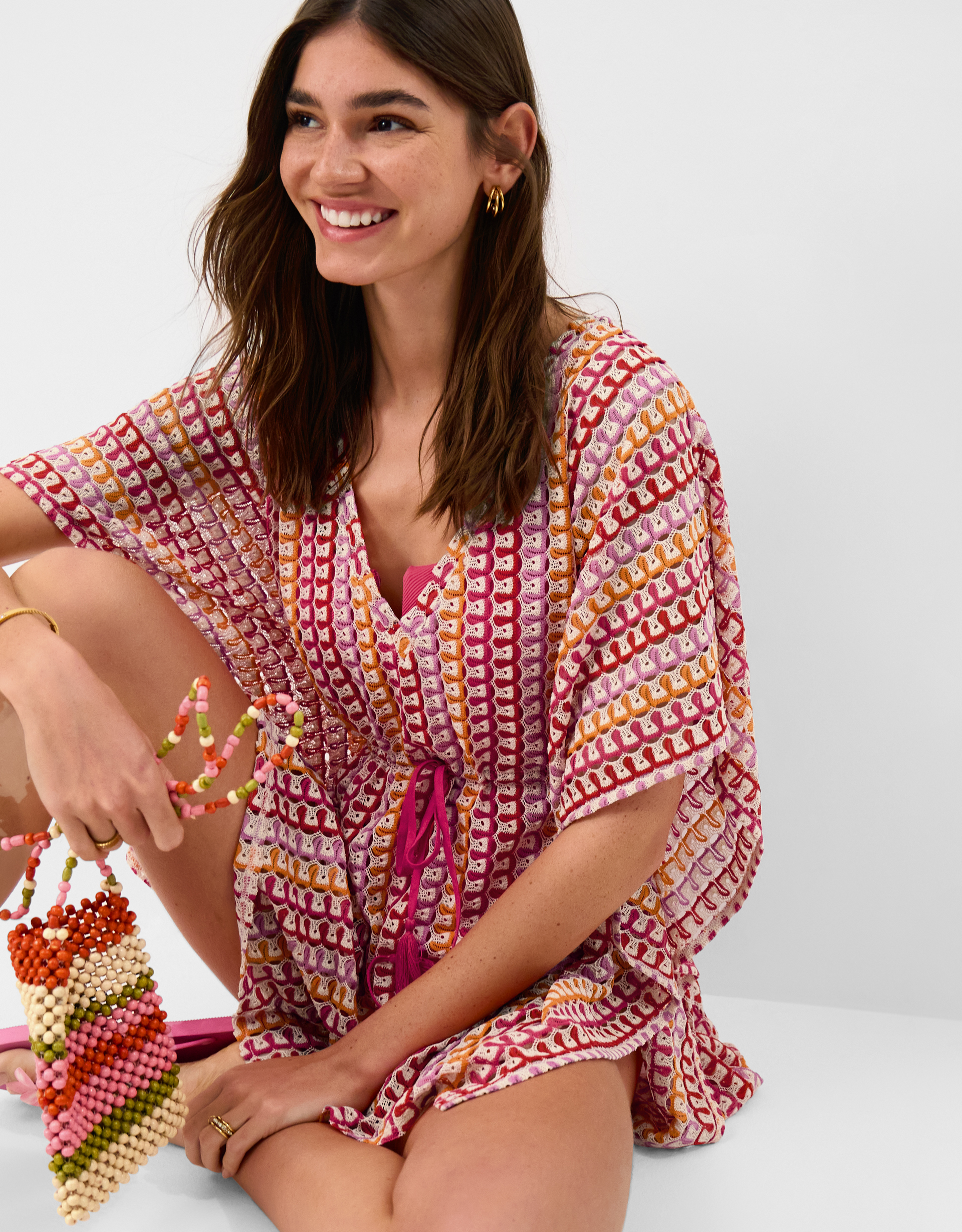 Crochet Mini Kaftan Multi, Size: S - Accessorize