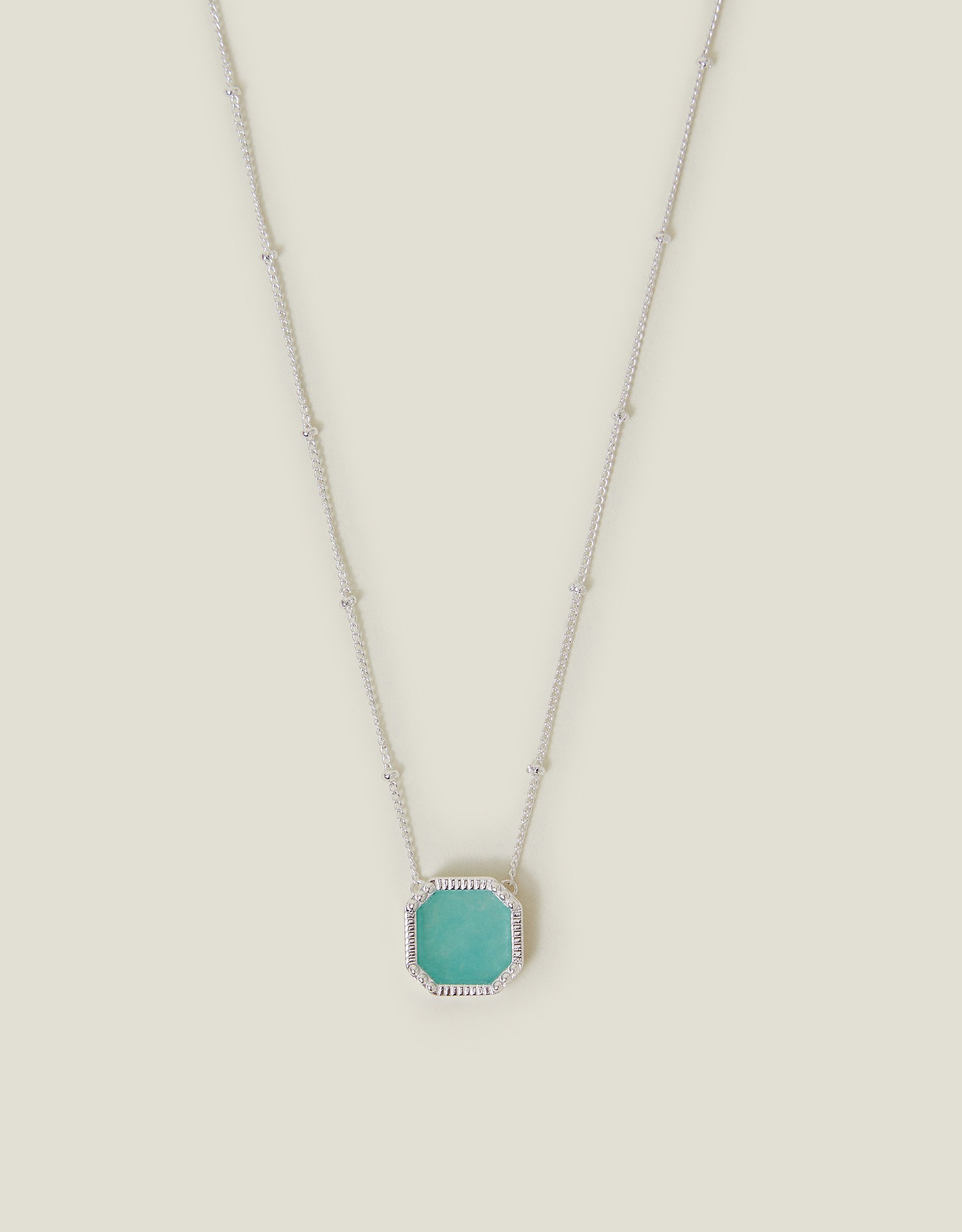 Blue Sterling Silver-plated Quartz Slice Pendant Necklace - Accessorize