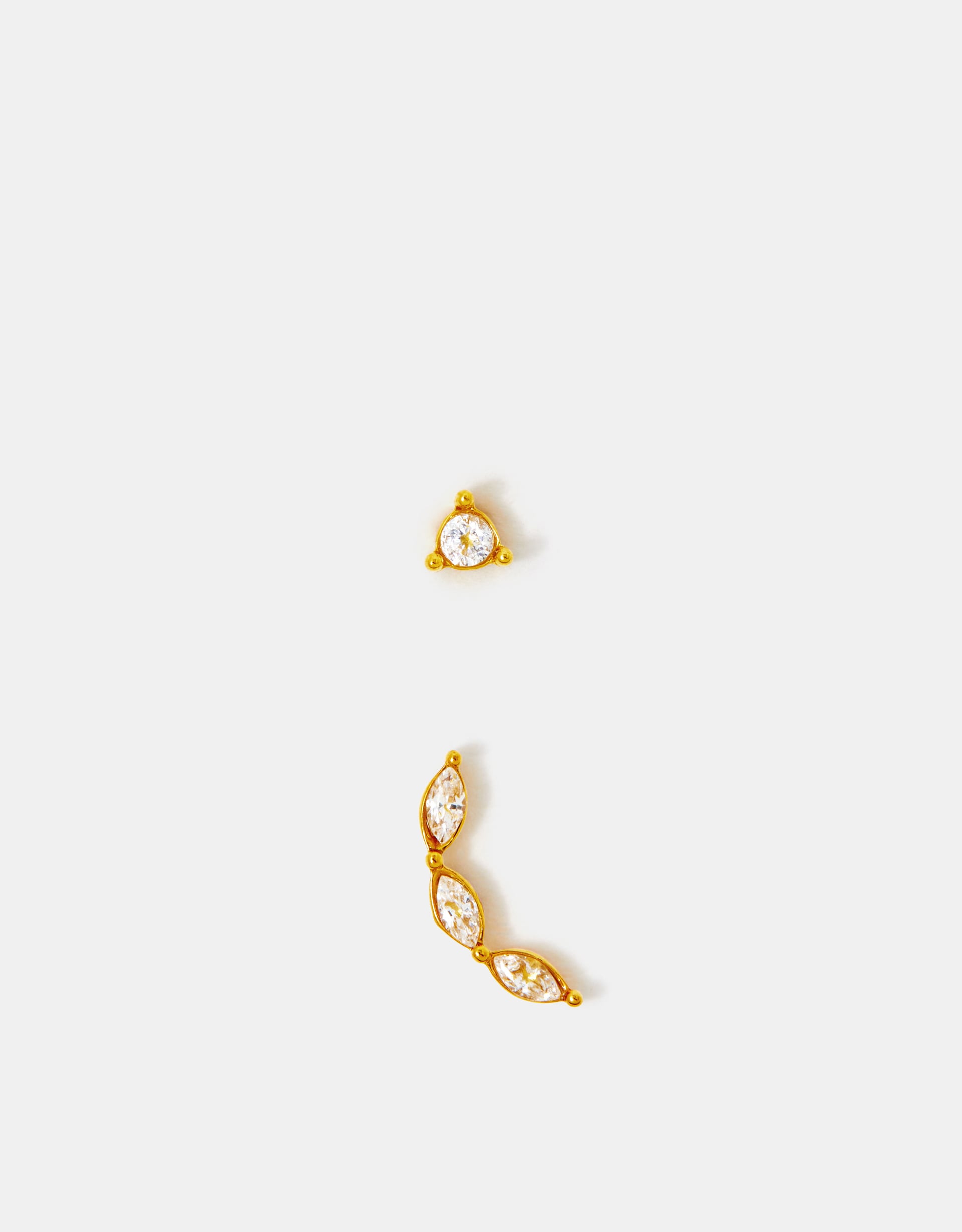 2-Pack 14ct Gold-plated Surgical Steel Diamanté Flatback Earrings - Accessorize