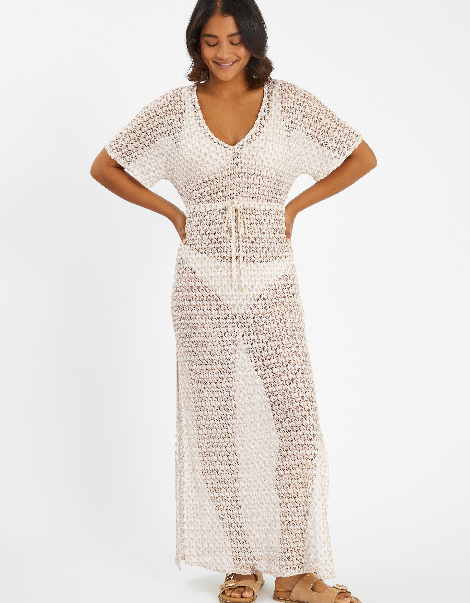Knit Kaftan Maxi Dress Gold, Size: xs - Accessorize