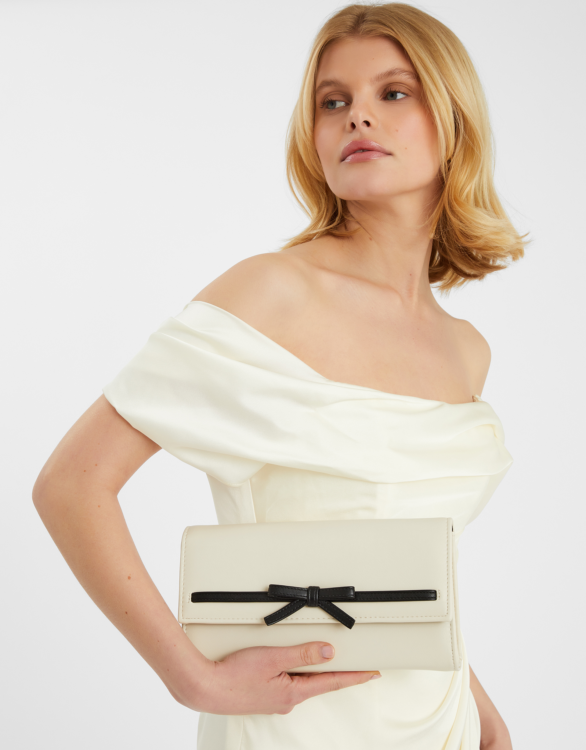 Gold Bow Detail Clutch Bag - Accessorize