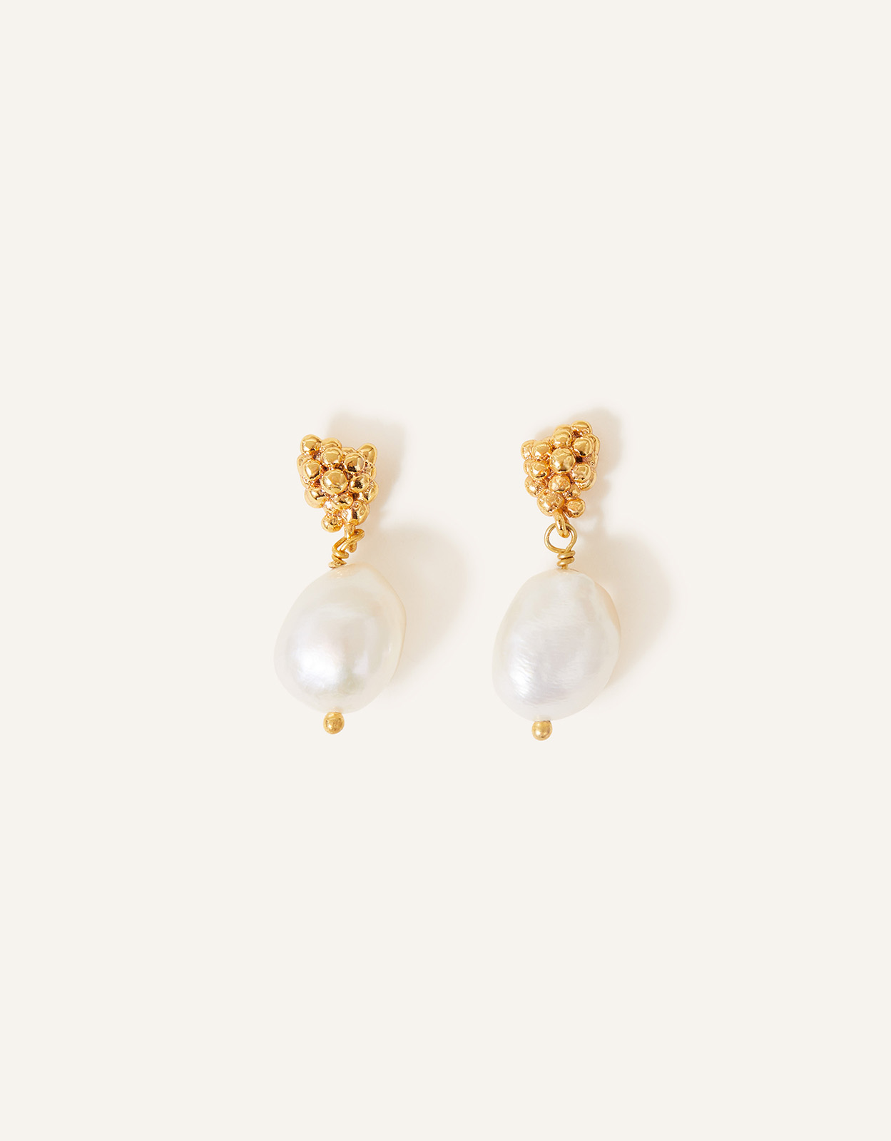 Accessorize Women's 14ct Gold-Plated Bobble Pearl Earrings