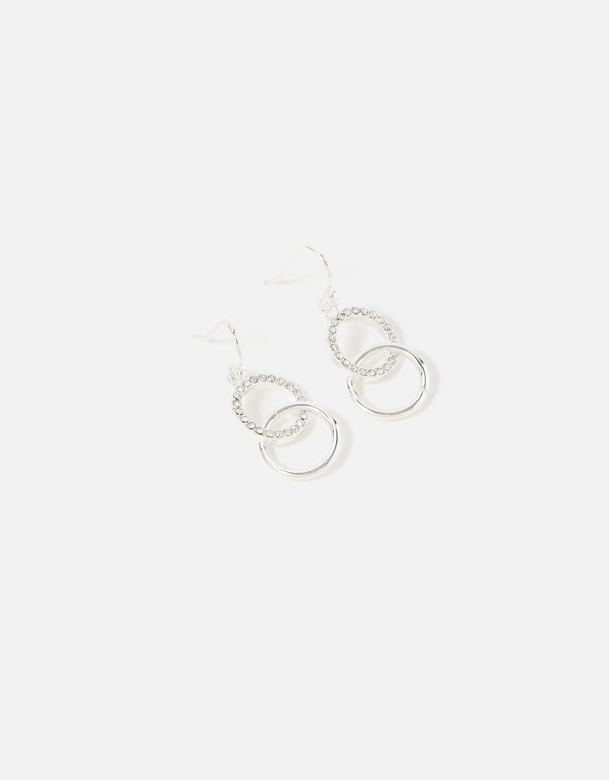Accessorize Women's Linked Circle Short Drop Earrings Silver, Size: One Size