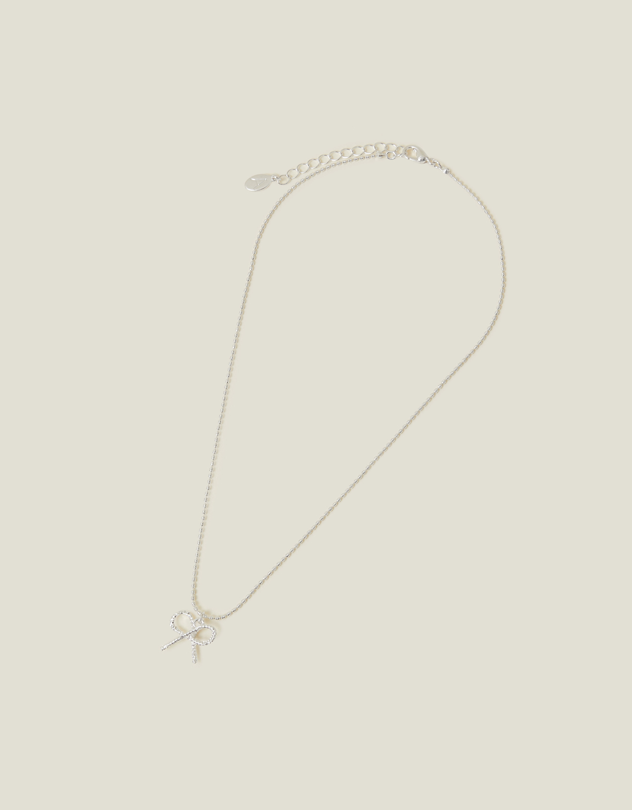 Silver Bow Pendant Necklace, Size: 46cm, Women's - Accessorize