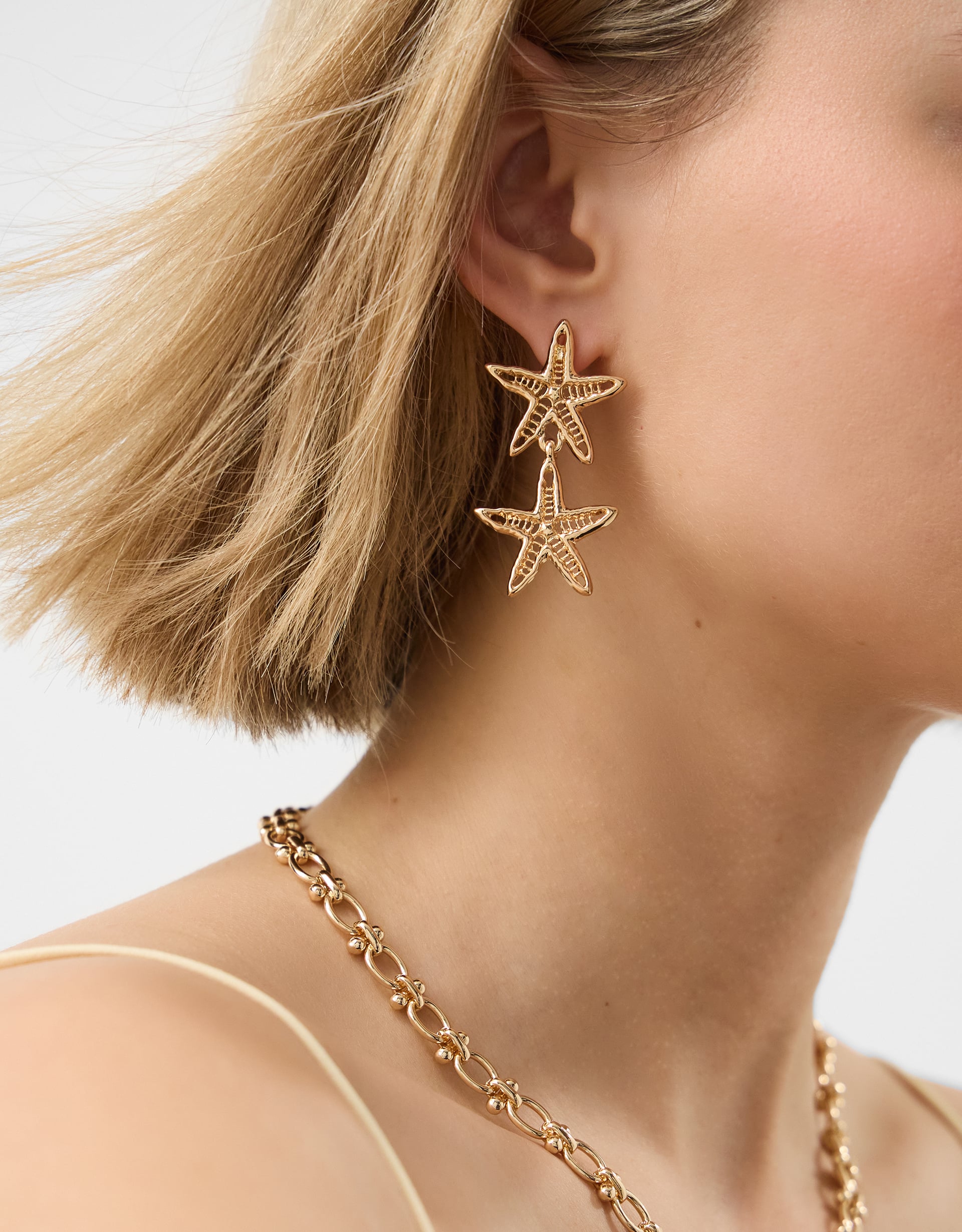 Accessorize - Double Starfish Drop Earrings, Gold, Size: 5cm