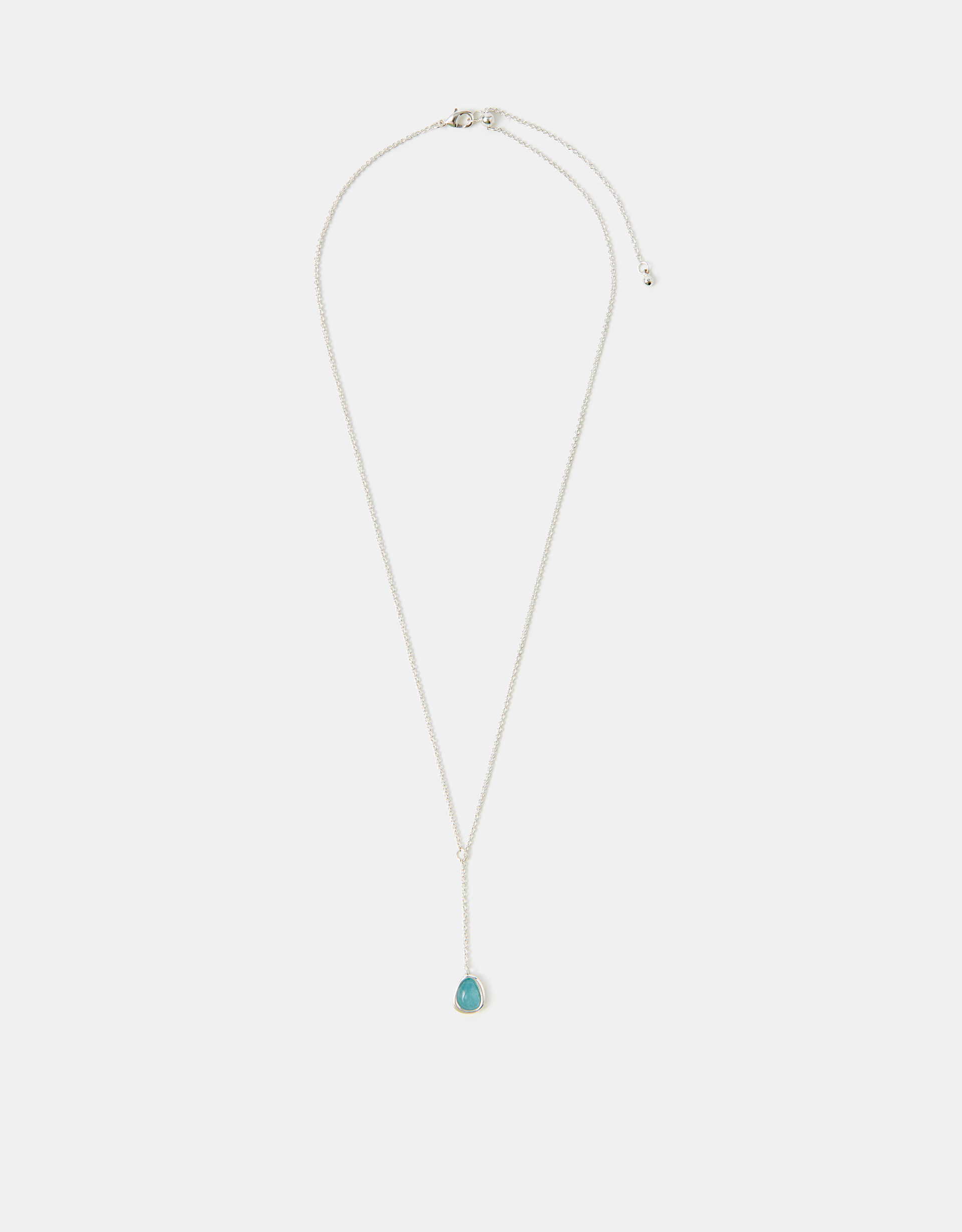 Accessorize Lace Decor Sterling Silver-Plated Quartz Lariat Necklace, Blue