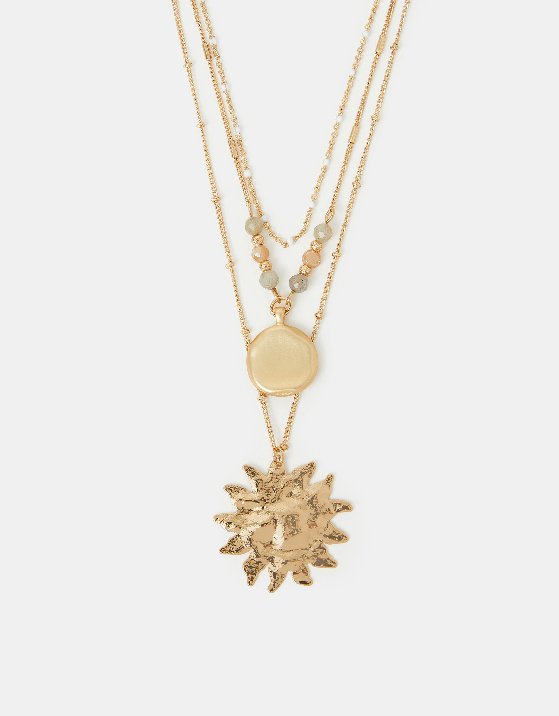 Gold Sun Pendant Layered Necklace - Accessorize