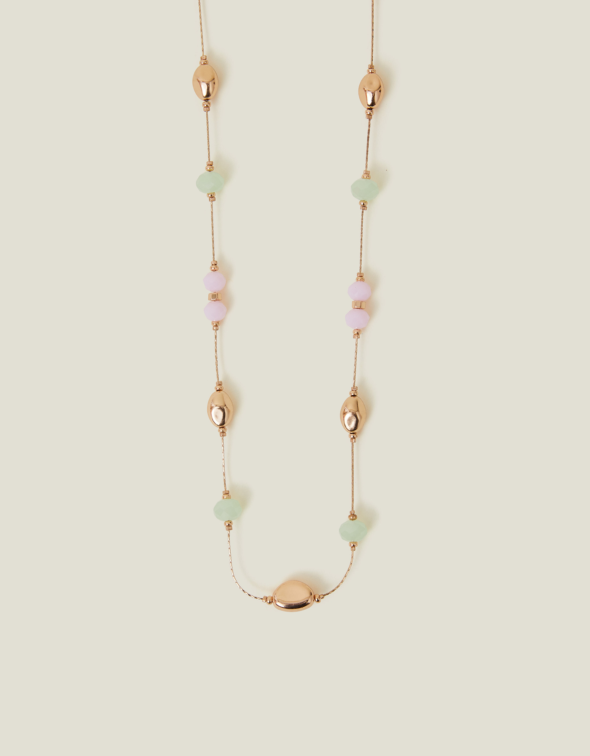 Green Long Mix Bead Station Necklace - Accessorize