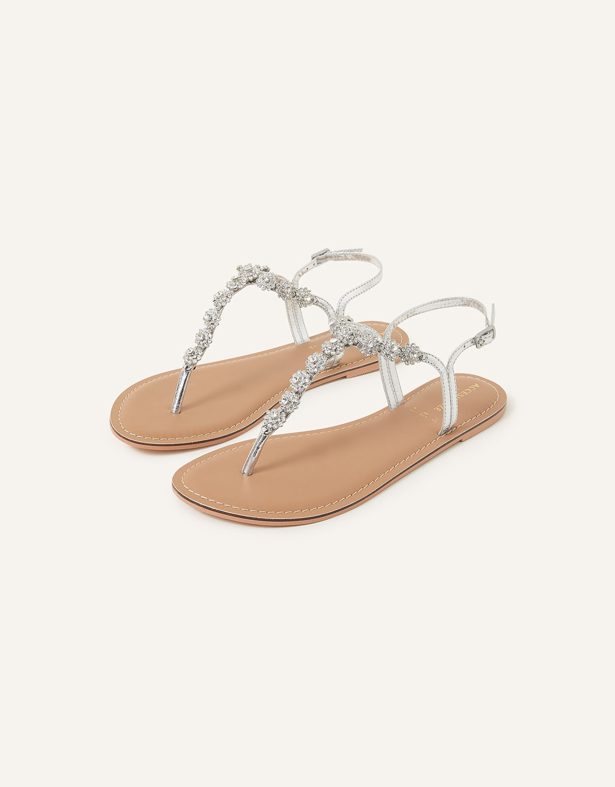 Accessorize Women's Reno Sparkle Diamante Sandals Silver, Size: 37
