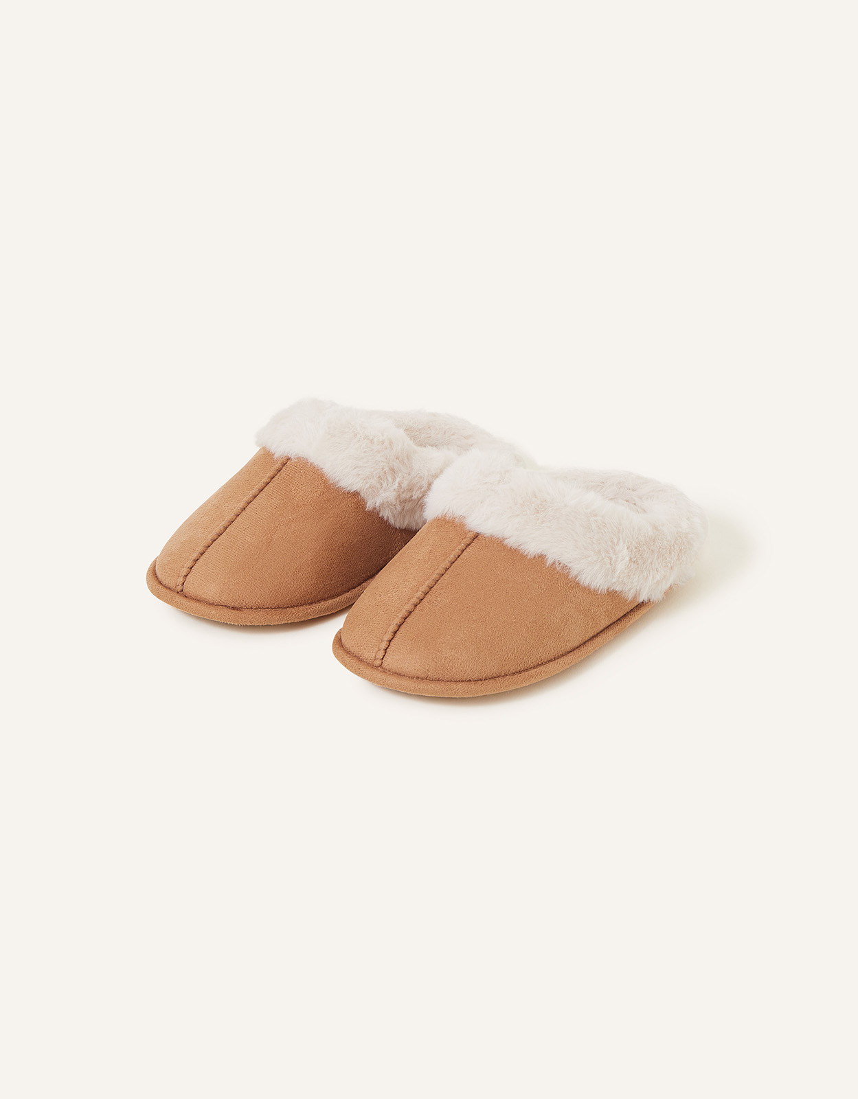 Accessorize Women's Faux Fur Mule Slippers Tan, Size: XL