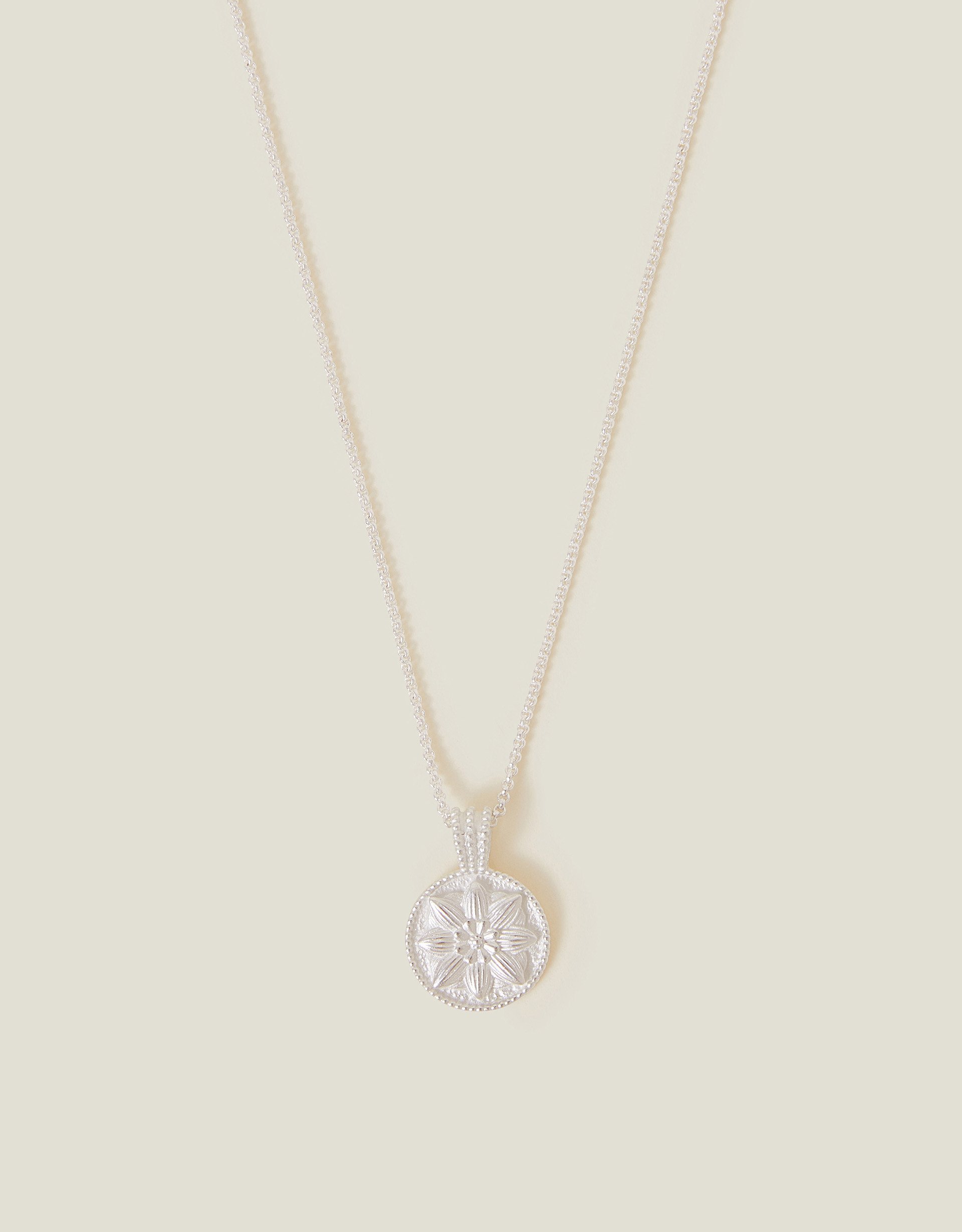 Multicolour Sterling Silver-plated Flower Disc Pendant Necklace - Accessorize