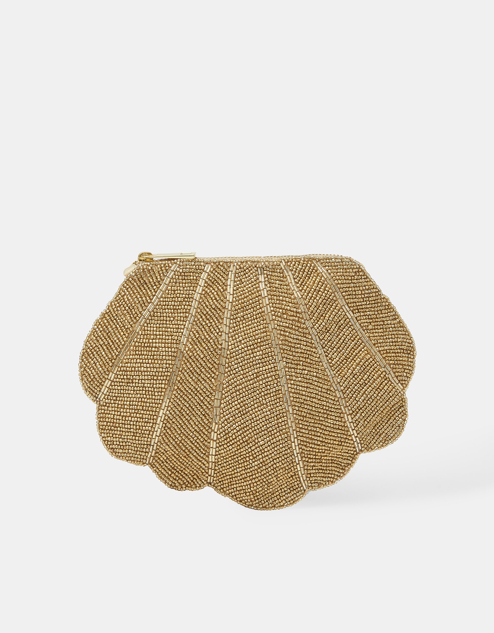 Gold Beaded Shell Pouch - Accessorize