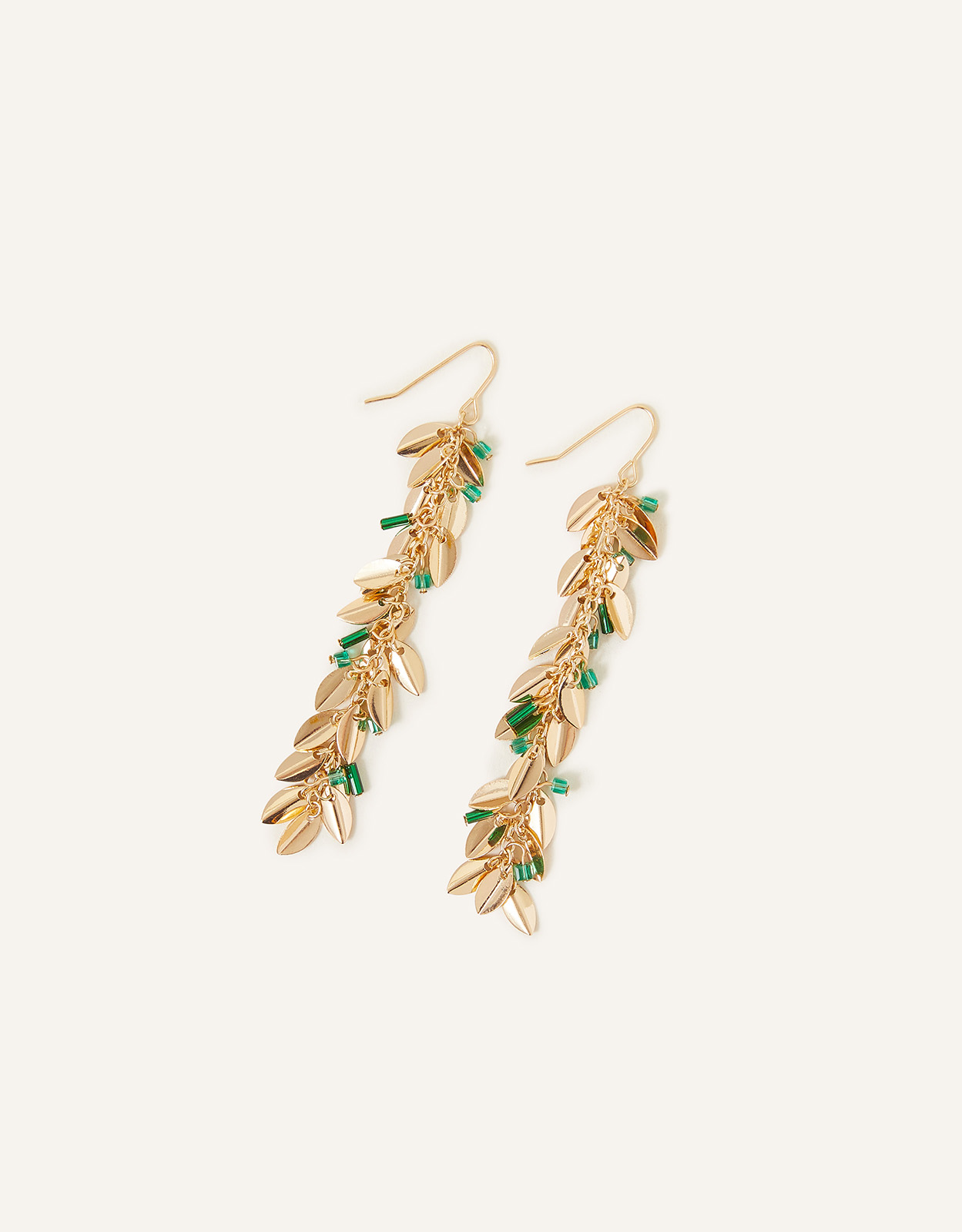 Accessorize Women's Leaf Beaded Long Drop Earrings