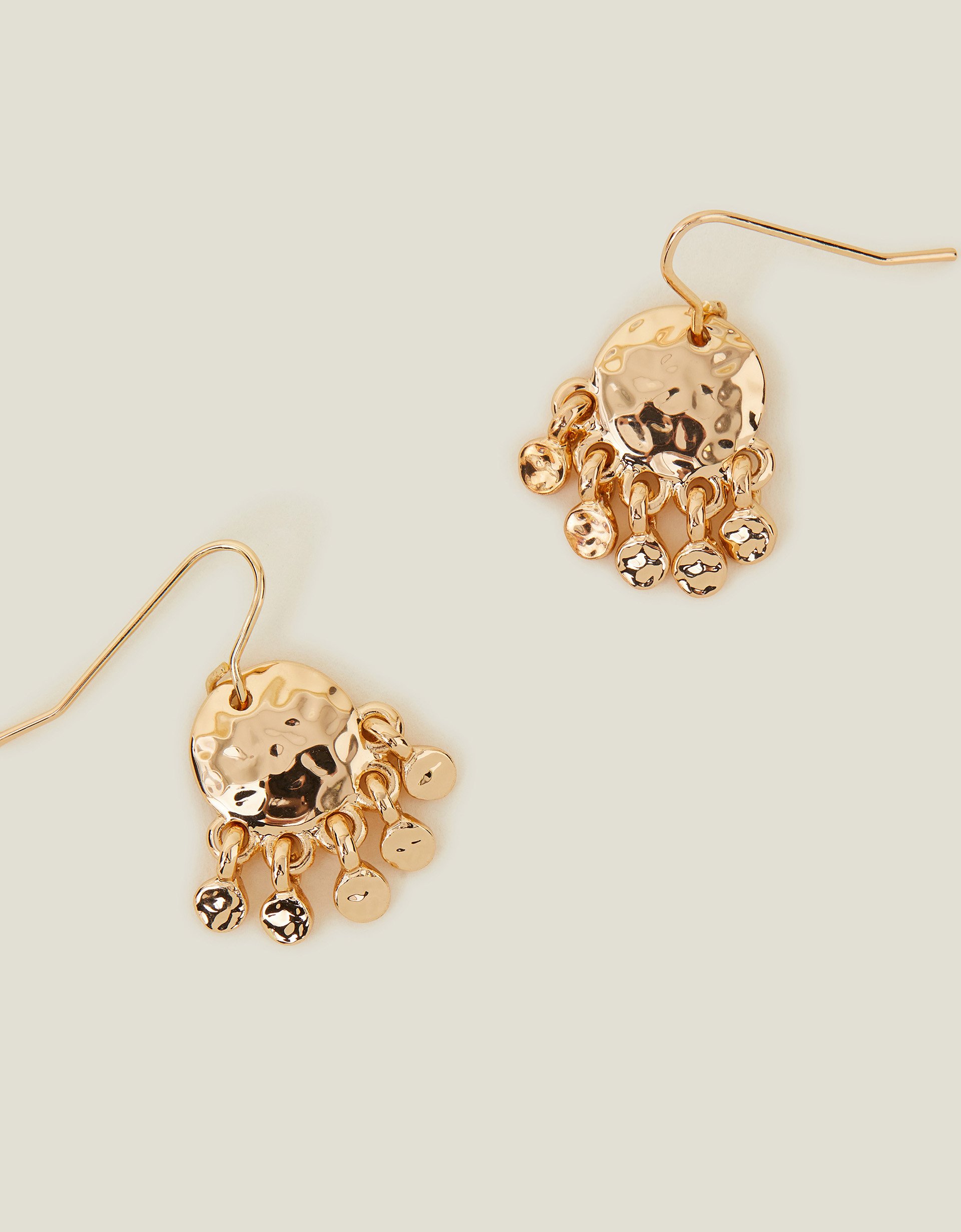 Small Hammered Disc Chandelier Earrings Gold - Accessorize