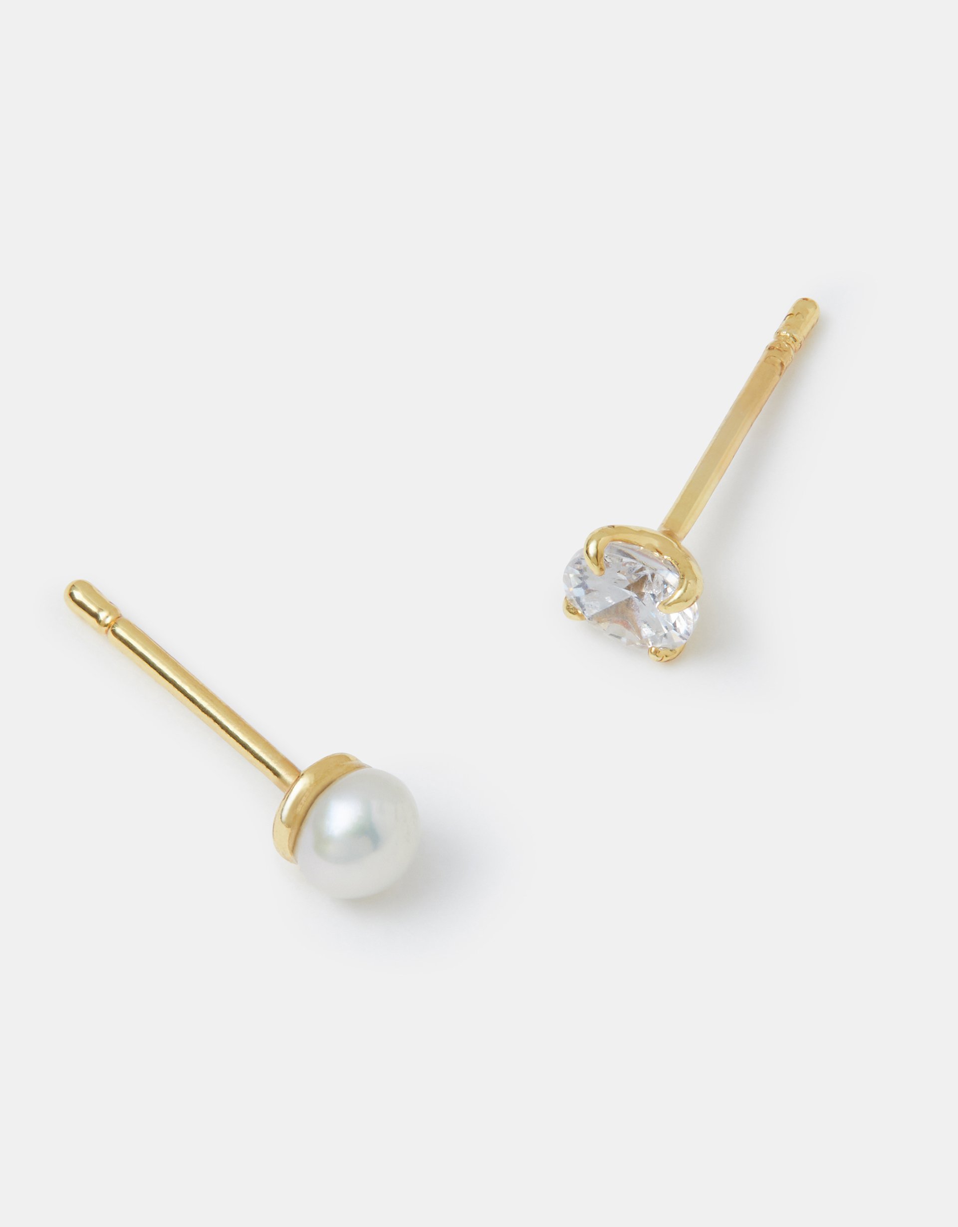 2-Pack 14ct Gold-plated Pearl Stud Earrings - Accessorize