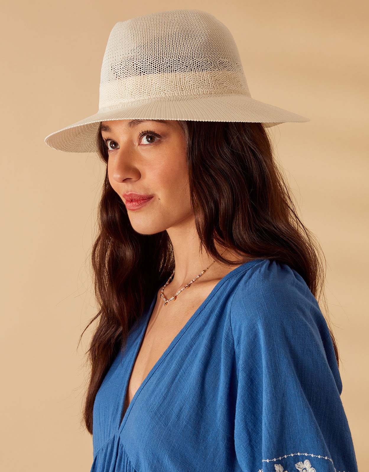 Accessorize Women's Packable Fedora Hat Cream, Size: L / XL