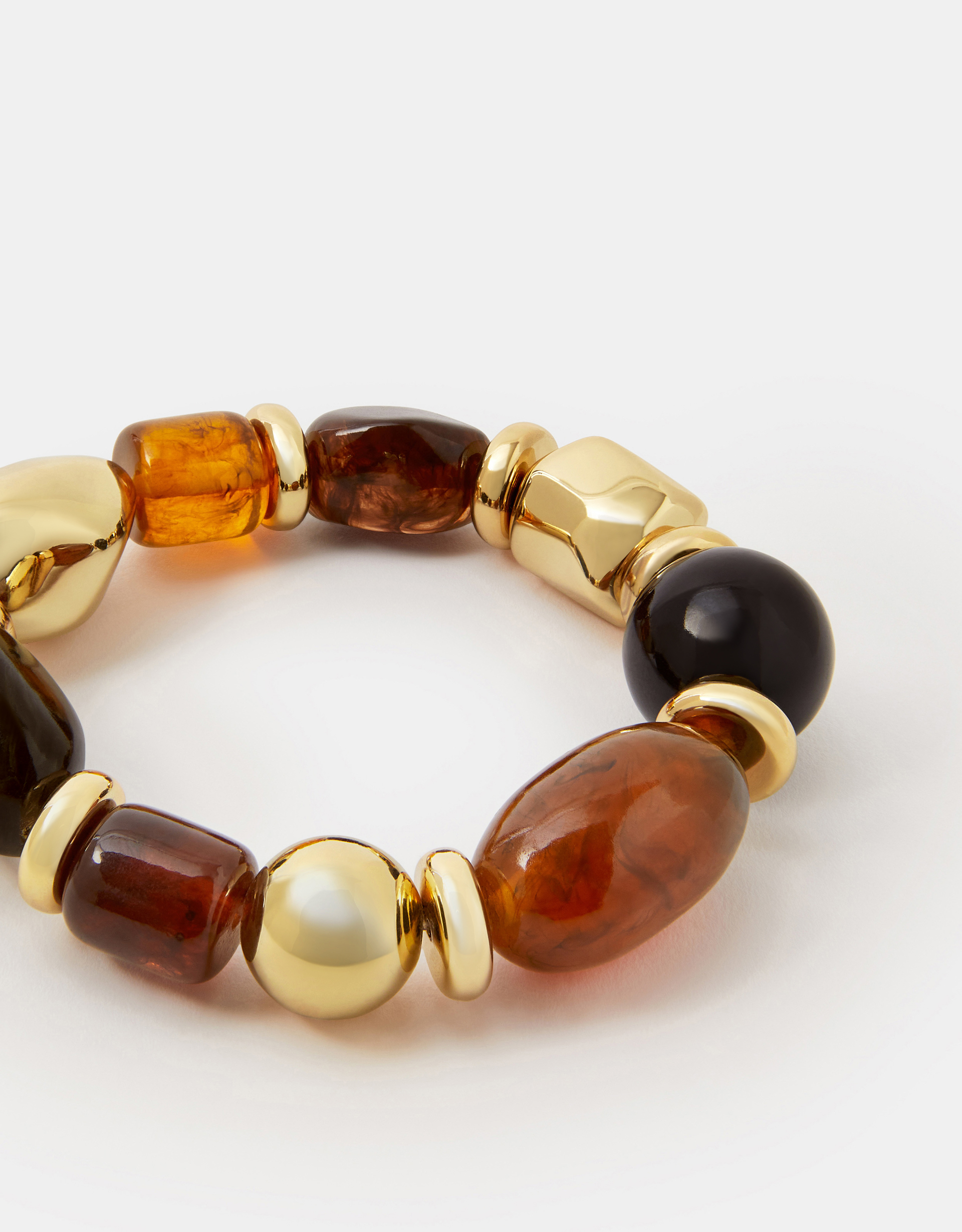 Accessorize Lace Chunky Organic Resin Beaded Bracelet, Brown