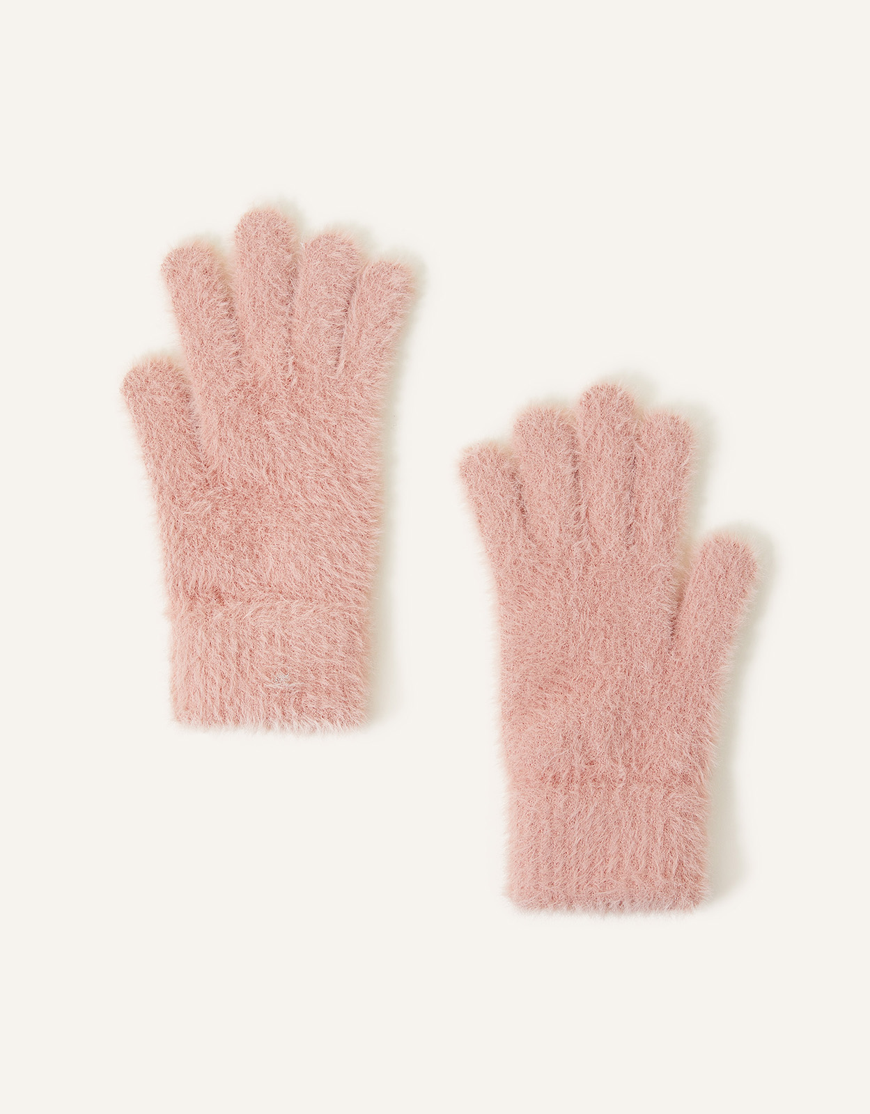 Accessorize Women's Pink Super-Stretch Fluffy Knit Gloves, Size: One Size