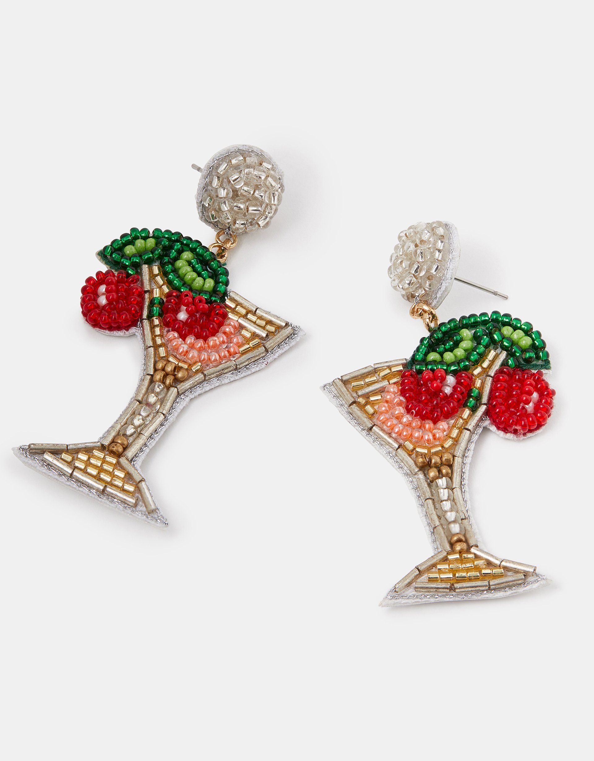 Red Beaded Cocktail Drop Earrings - Accessorize