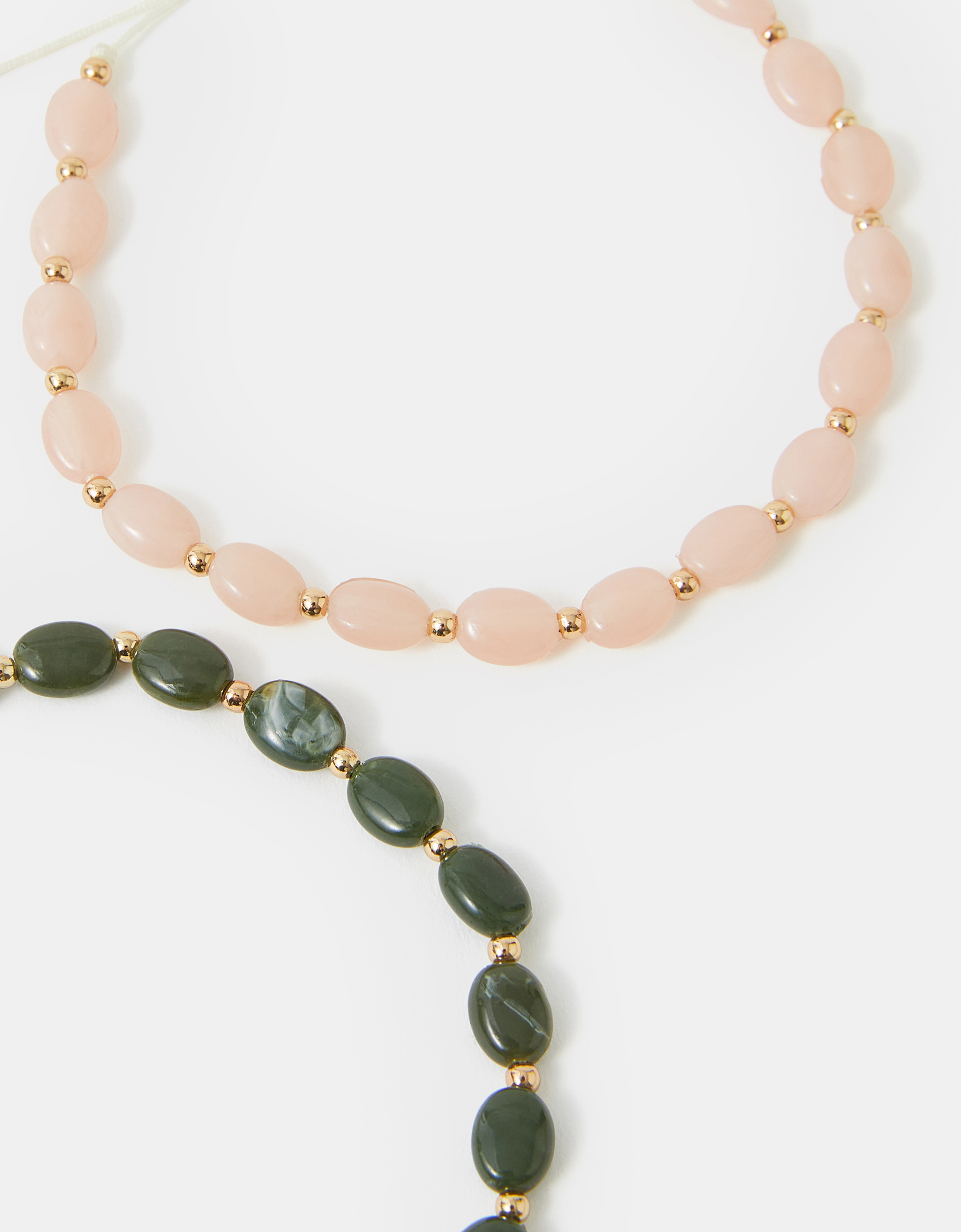 Dark Green 2-Pack Beaded Cord Anklets - Accessorize