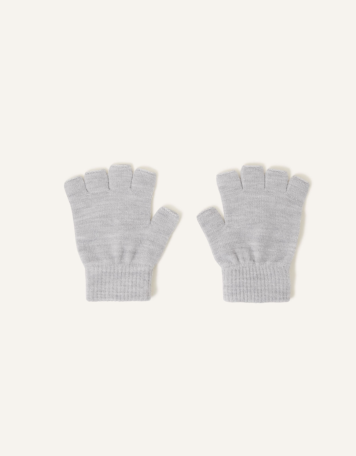 Accessorize Grey Plain Fingerless Gloves, Size: One Size