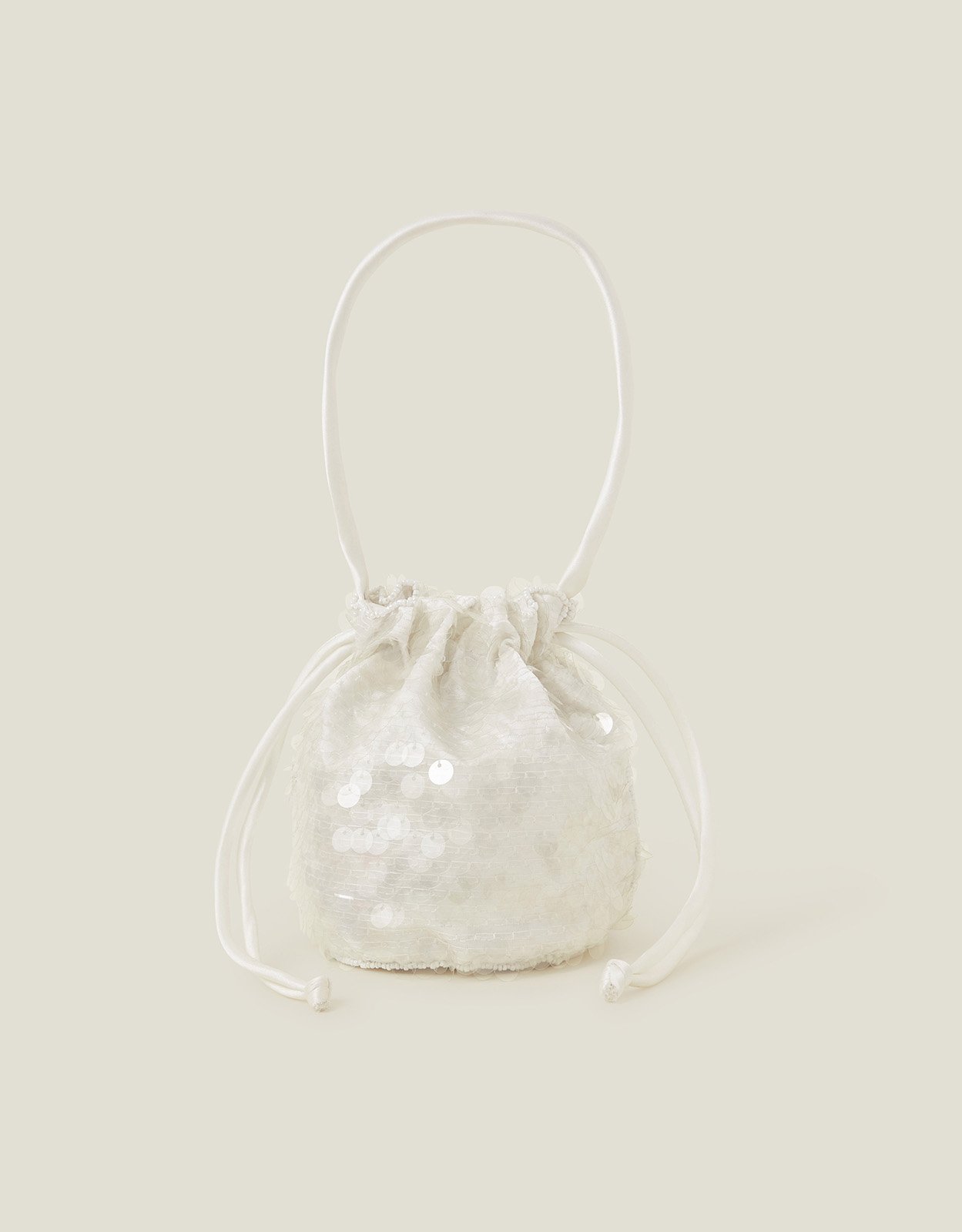 Cream Sequin Drawstring Pouch Bag, Girl's - Accessorize Kids