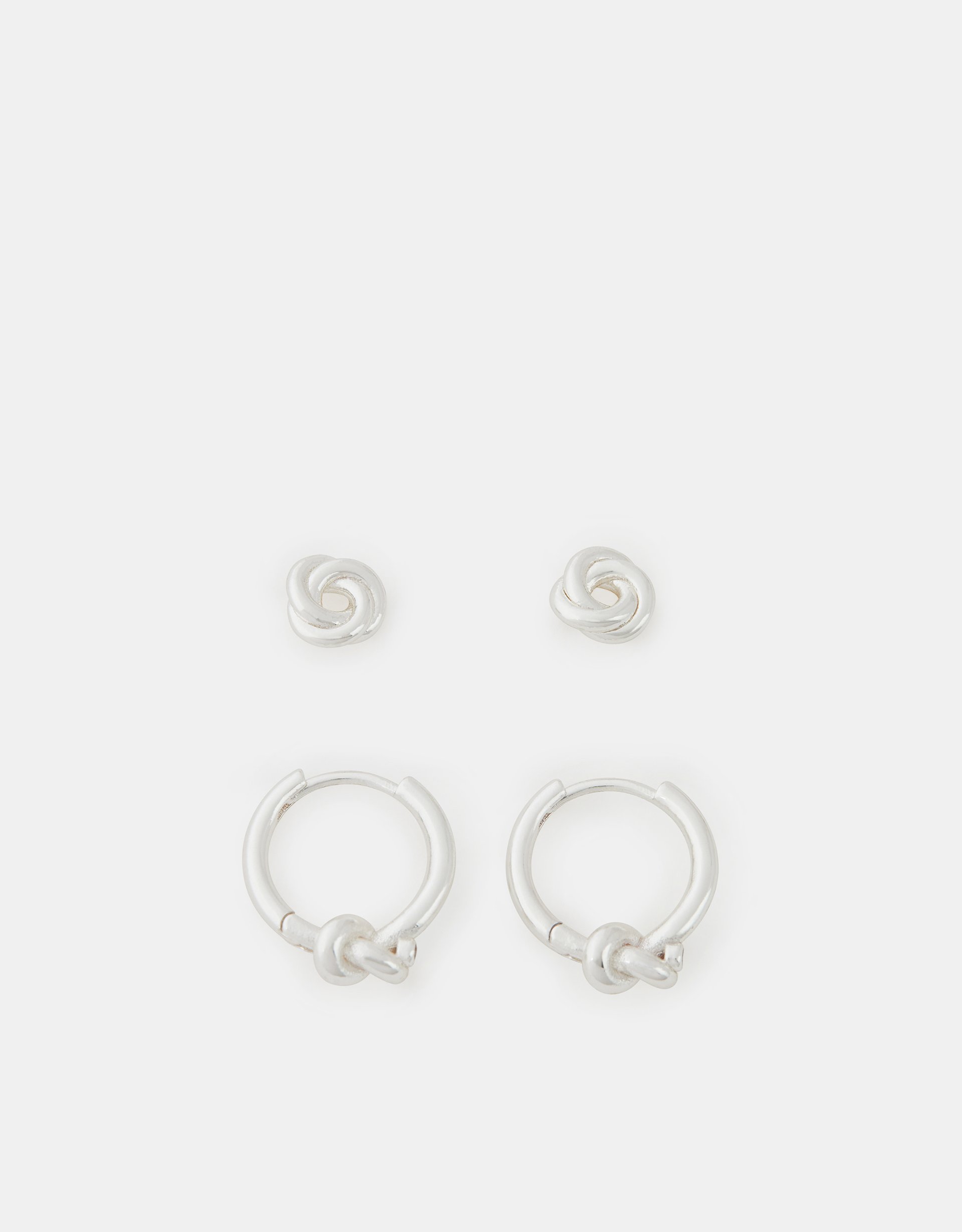 2-Pack Sterling Silver-plated Knot Hoop Earrings - Accessorize