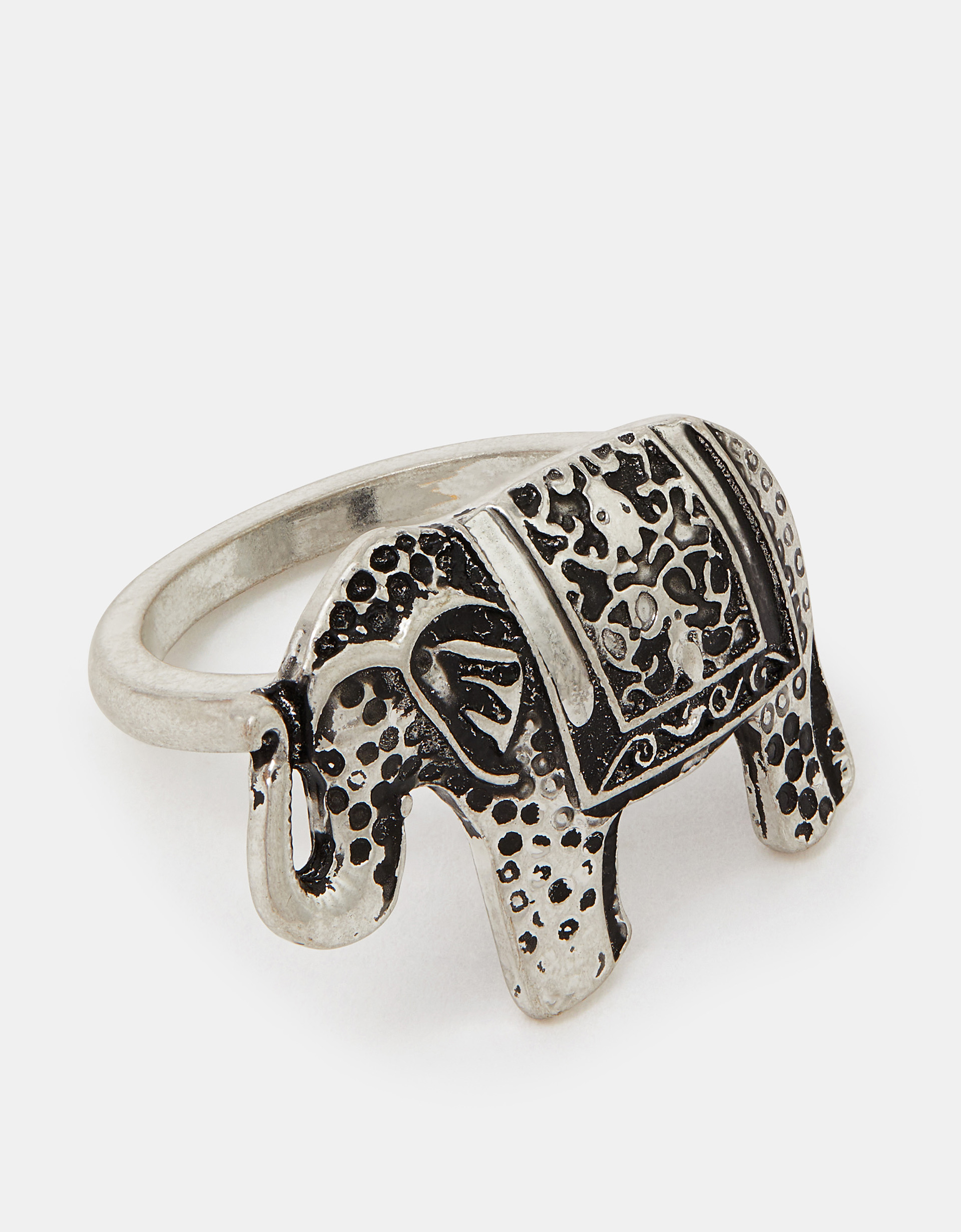 Elephant Ring Silver Size: L - Accessorize