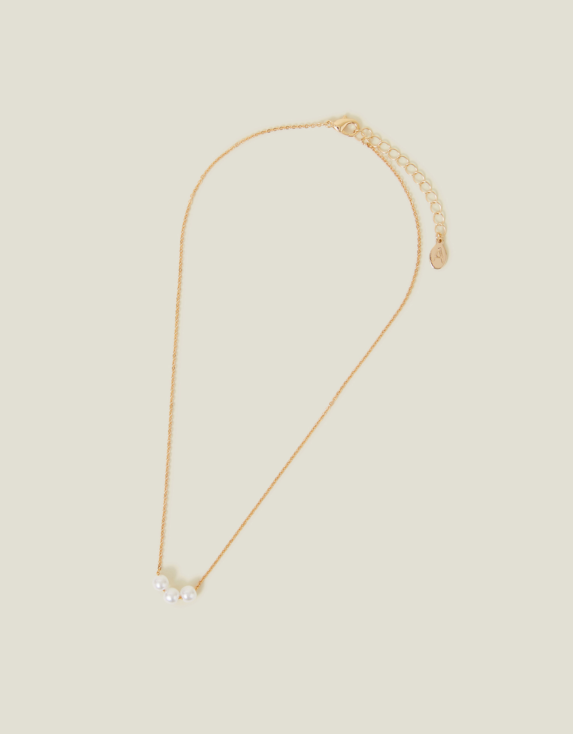 Gold/white Triple Pearl Chain Necklace, Size: 45cm, Women's - Accessorize