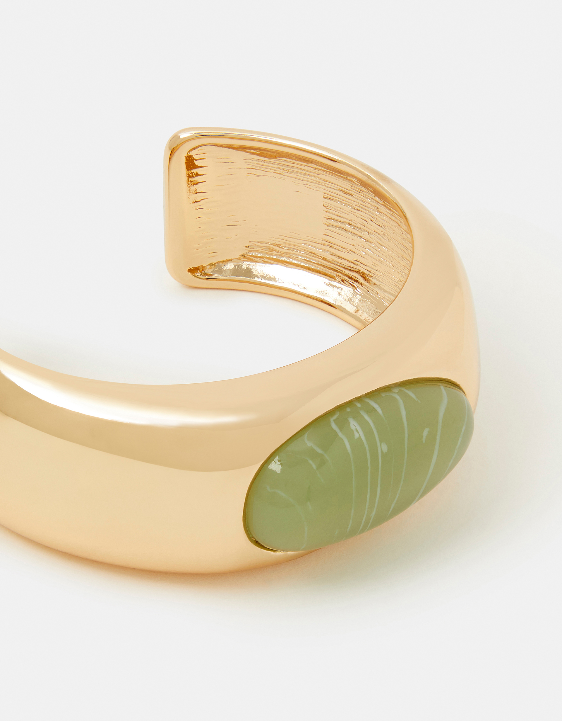 Gold Chunky Resin Stone Cuff Bracelet - Accessorize