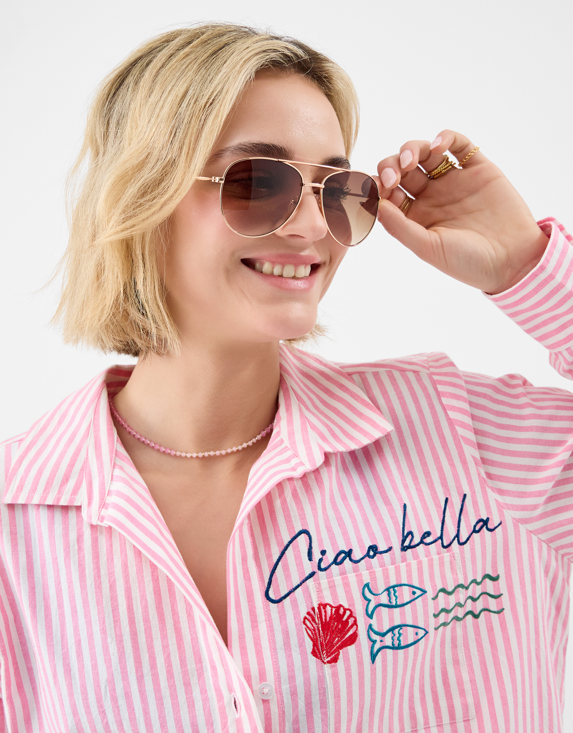 Accessorize Metal Aviator Sunglasses, Red