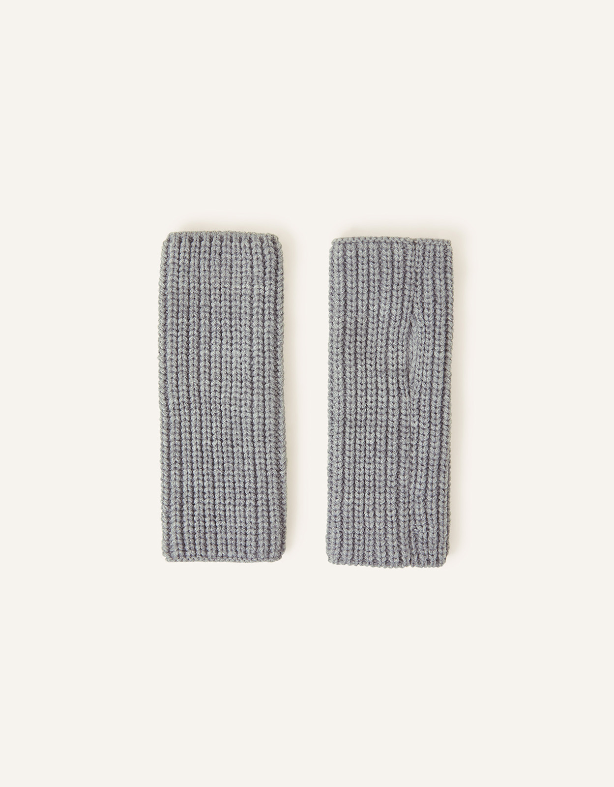 Accessorize Ribbed Cut Off Gloves Grey, Size: 8x21cm