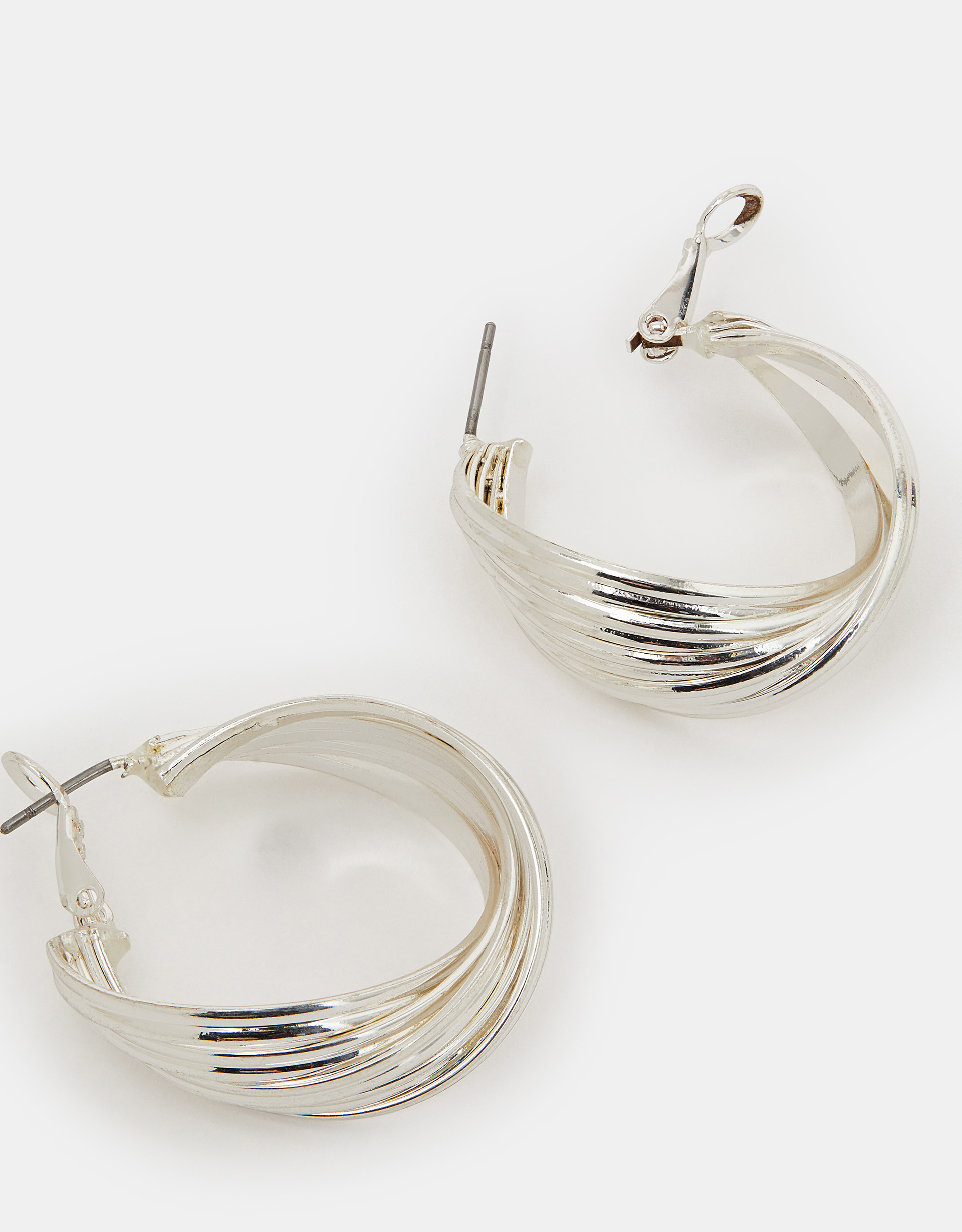 Red Twisted Ridge Hoop Earrings - Accessorize