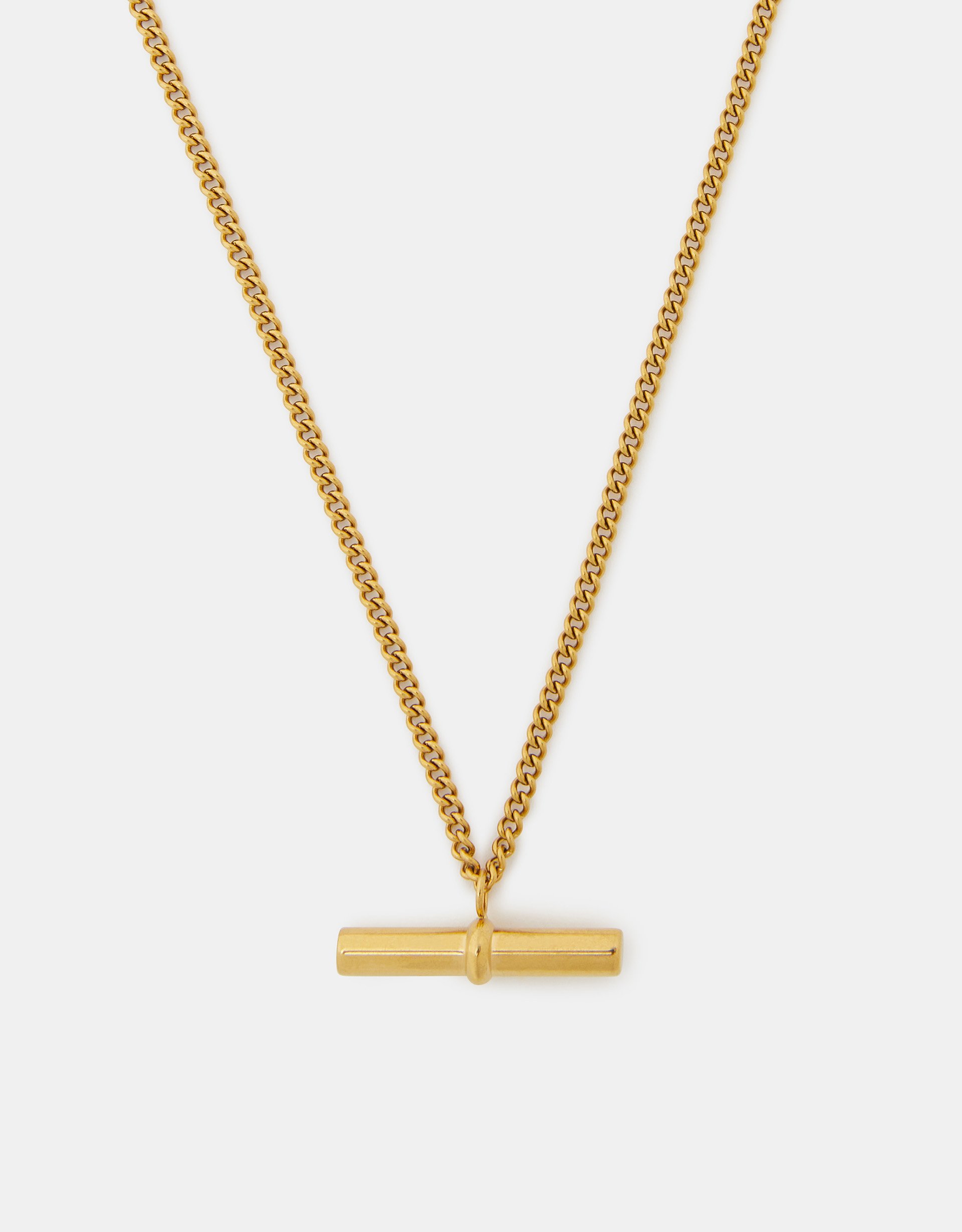 Gold Stainless Steel T-bar Pendant Necklace - Accessorize